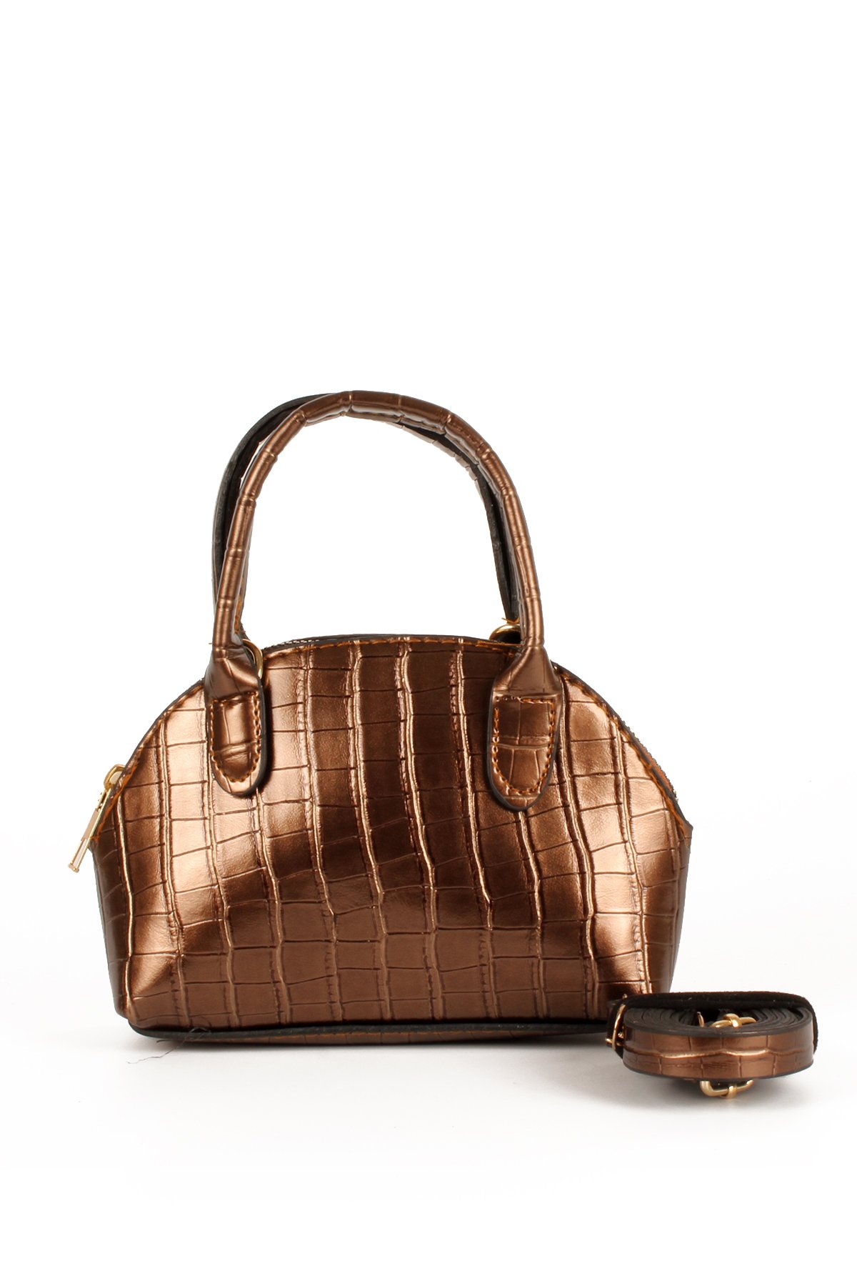 LWE20695-SyhTalhaLuwwe Bag'sKadın Kroko Deri Görünümlü Uzun Askılı Mini Boy El ve Omuz Çantası (20695)