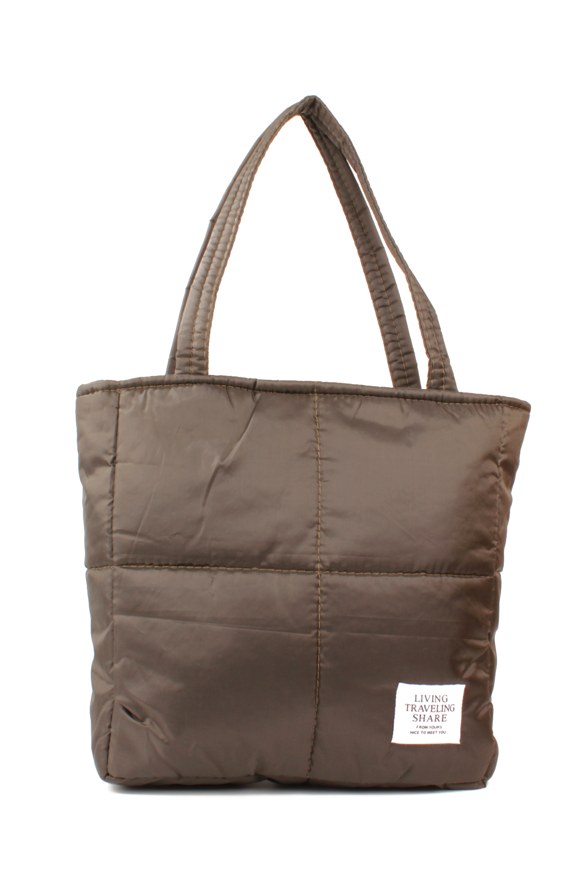 LWE10799-SyhMusabLuwwe Bag'sKadın Maxi Boy Paraşüt Kumaş Kapitoneli Yazı Detaylı Shopper Tarz Kol Ve Omuz Çantası (10799)