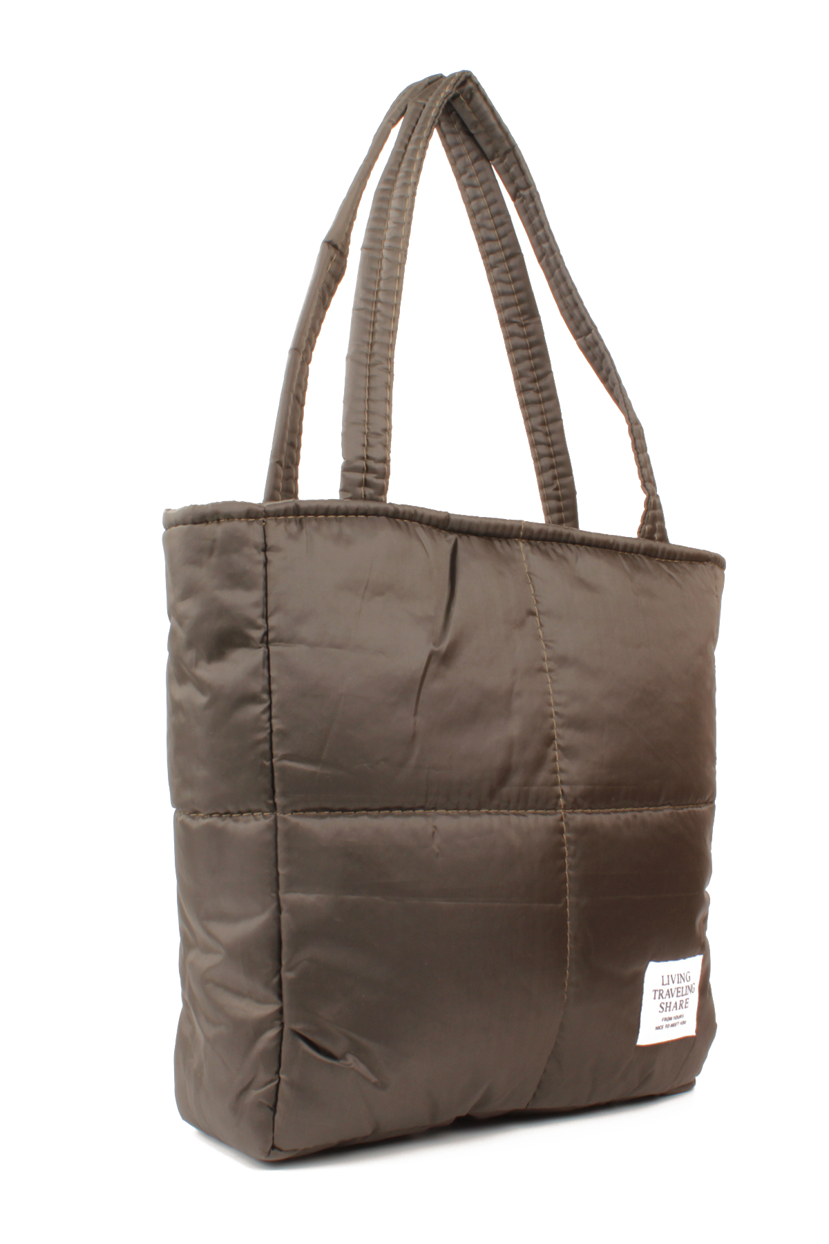 LWE10799-SyhMusabLuwwe Bag'sKadın Maxi Boy Paraşüt Kumaş Kapitoneli Yazı Detaylı Shopper Tarz Kol Ve Omuz Çantası (10799)