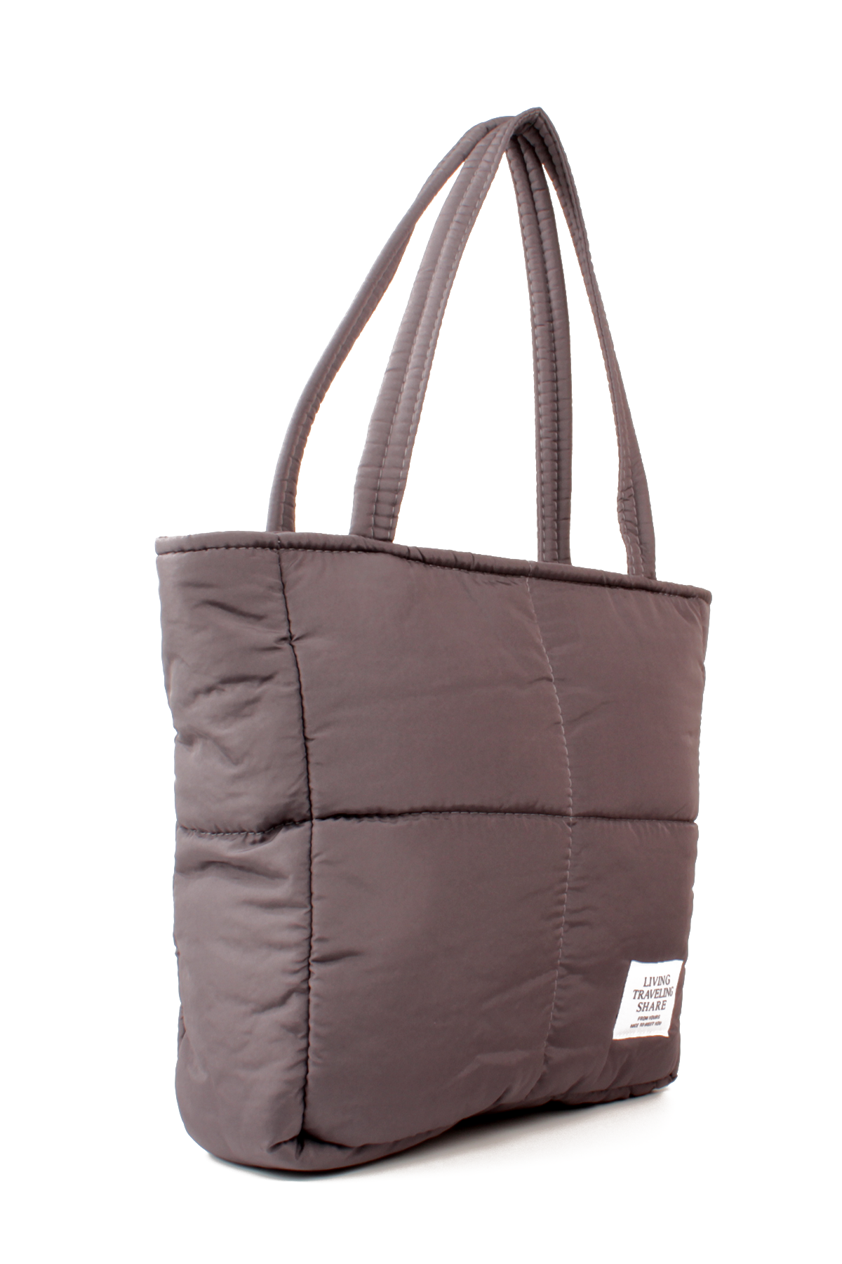 LWE10799-SyhMusabLuwwe Bag'sKadın Maxi Boy Paraşüt Kumaş Kapitoneli Yazı Detaylı Shopper Tarz Kol Ve Omuz Çantası (10799)