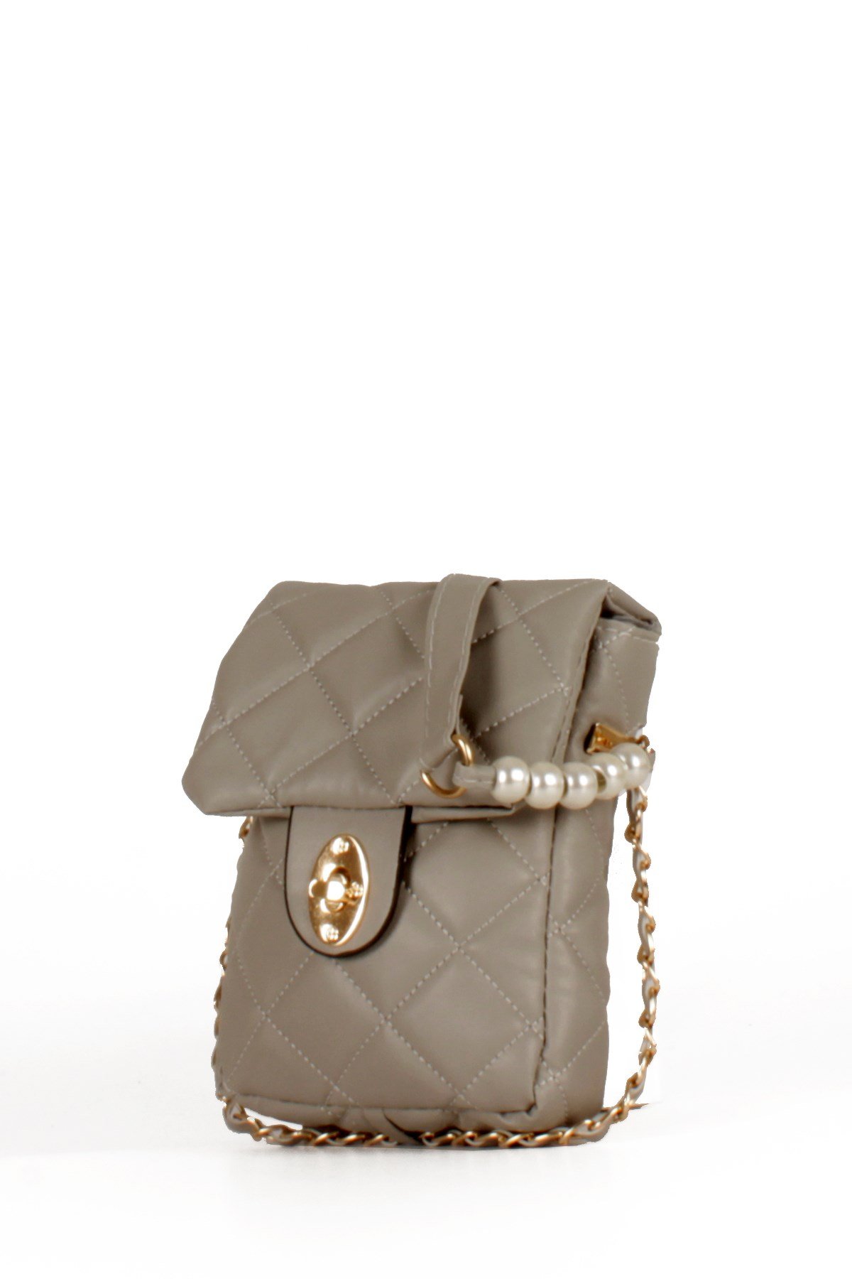 LWE20499-STalhaLuwwe Bag'sKadın Midi Boy İnci ve Zincir Detaylı Kapitone Omuz&Çapraz Çanta (LWE20499)