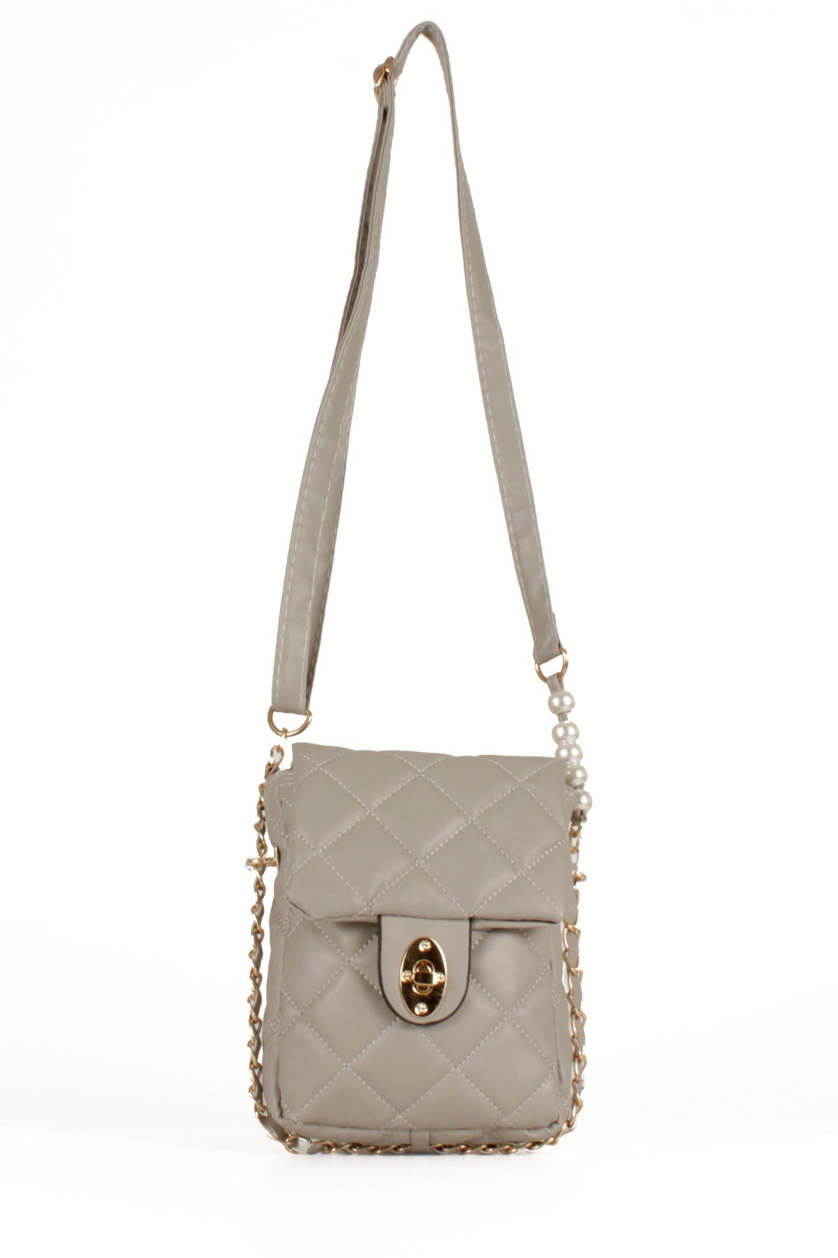 LWE20499-STalhaLuwwe Bag'sKadın Midi Boy İnci ve Zincir Detaylı Kapitone Omuz&Çapraz Çanta (LWE20499)
