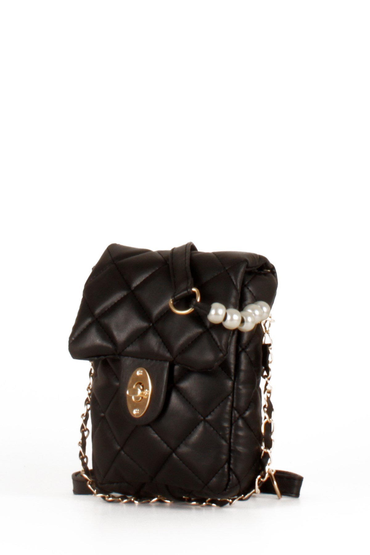 LWE20499-STalhaLuwwe Bag'sKadın Midi Boy İnci ve Zincir Detaylı Kapitone Omuz&Çapraz Çanta (LWE20499)