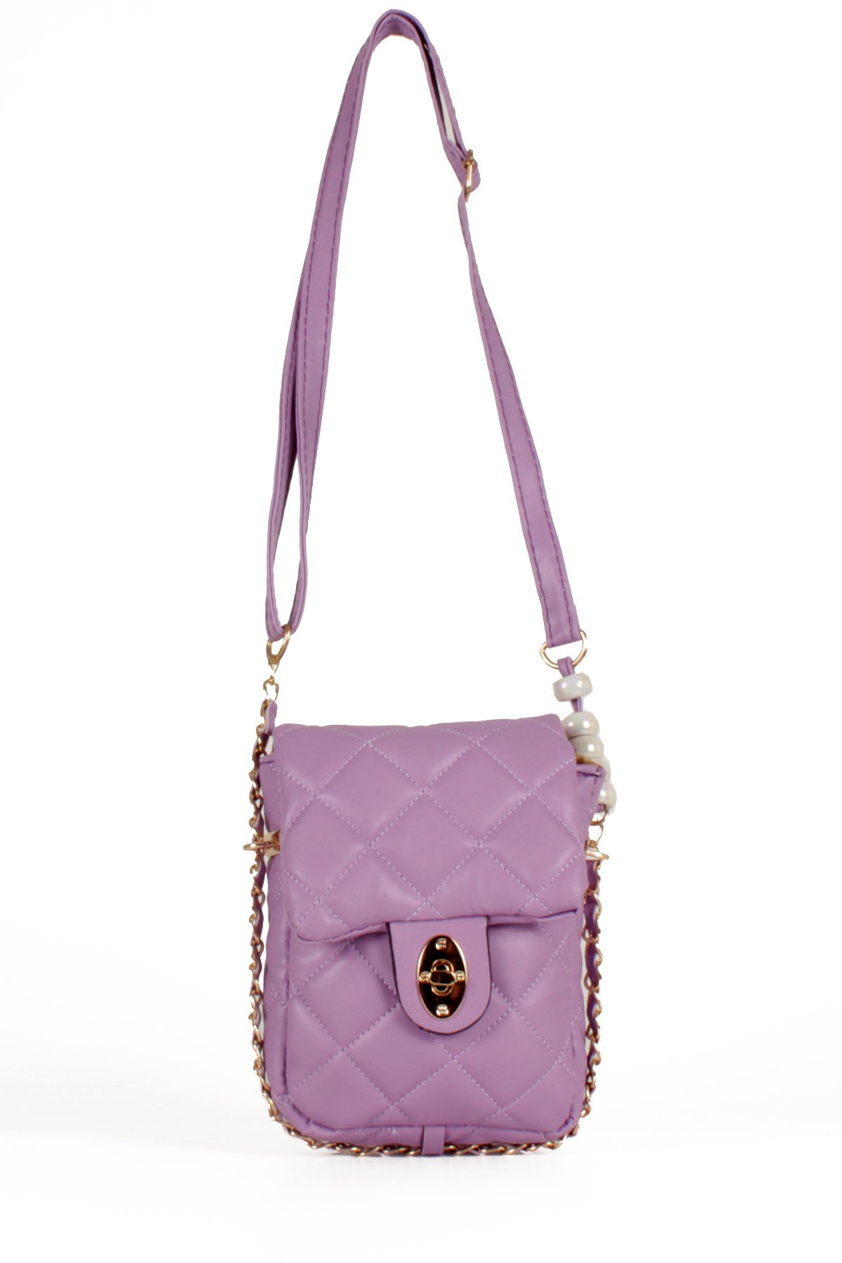 LWE20499-STalhaLuwwe Bag'sKadın Midi Boy İnci ve Zincir Detaylı Kapitone Omuz&Çapraz Çanta (LWE20499)