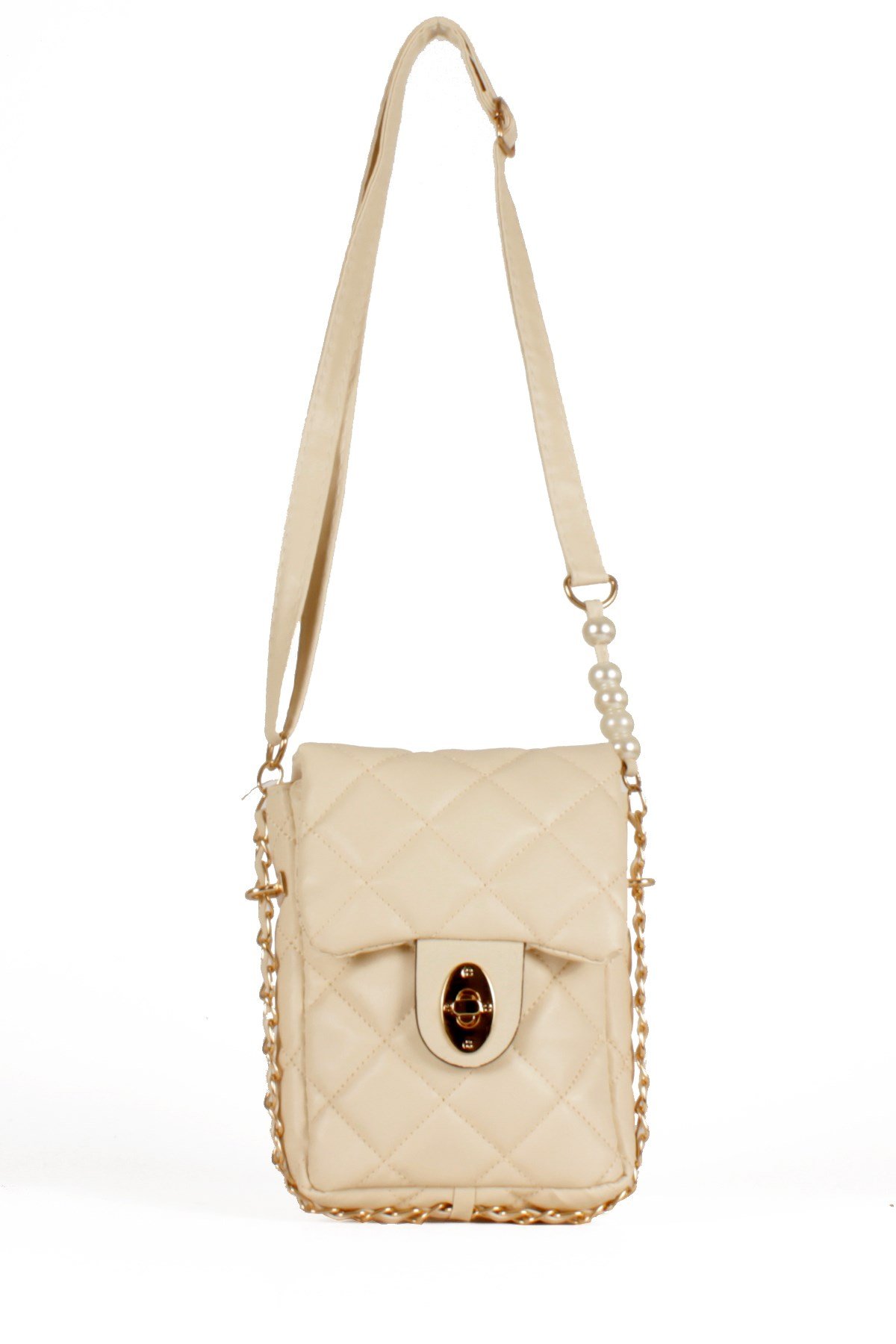 LWE20499-STalhaLuwwe Bag'sKadın Midi Boy İnci ve Zincir Detaylı Kapitone Omuz&Çapraz Çanta (LWE20499)