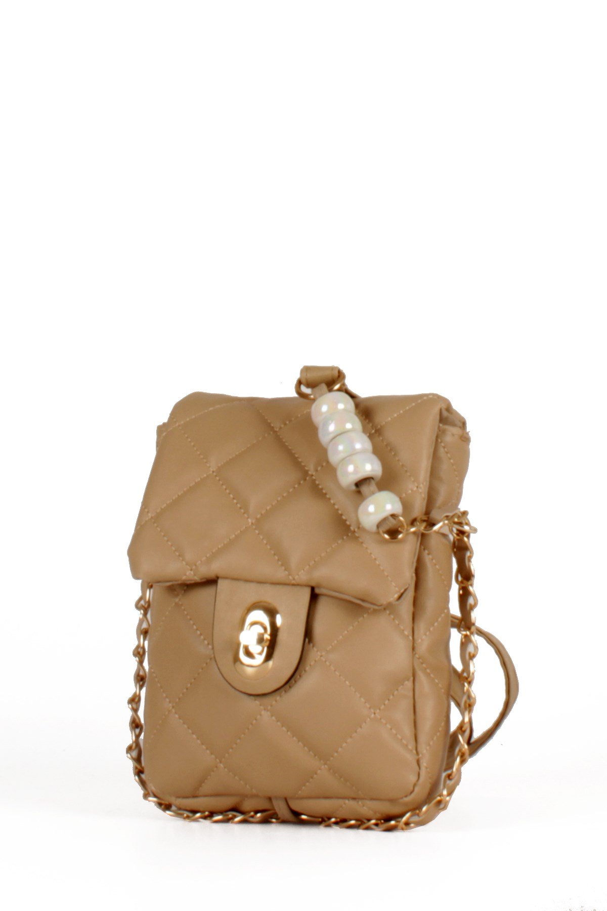 LWE20499-STalhaLuwwe Bag'sKadın Midi Boy İnci ve Zincir Detaylı Kapitone Omuz&Çapraz Çanta (LWE20499)