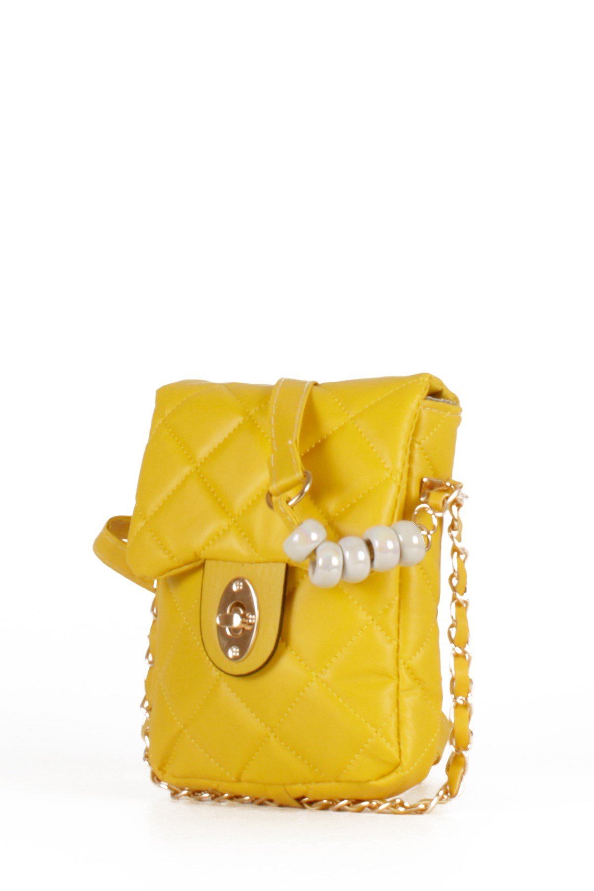 LWE20499-STalhaLuwwe Bag'sKadın Midi Boy İnci ve Zincir Detaylı Kapitone Omuz&Çapraz Çanta (LWE20499)