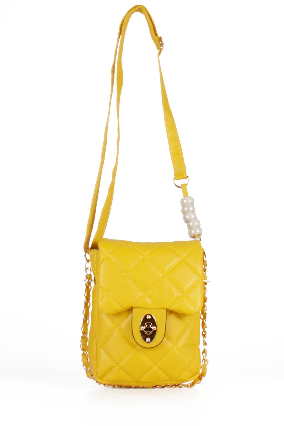 LWE20499-STalhaLuwwe Bag'sKadın Midi Boy İnci ve Zincir Detaylı Kapitone Omuz&Çapraz Çanta (LWE20499)