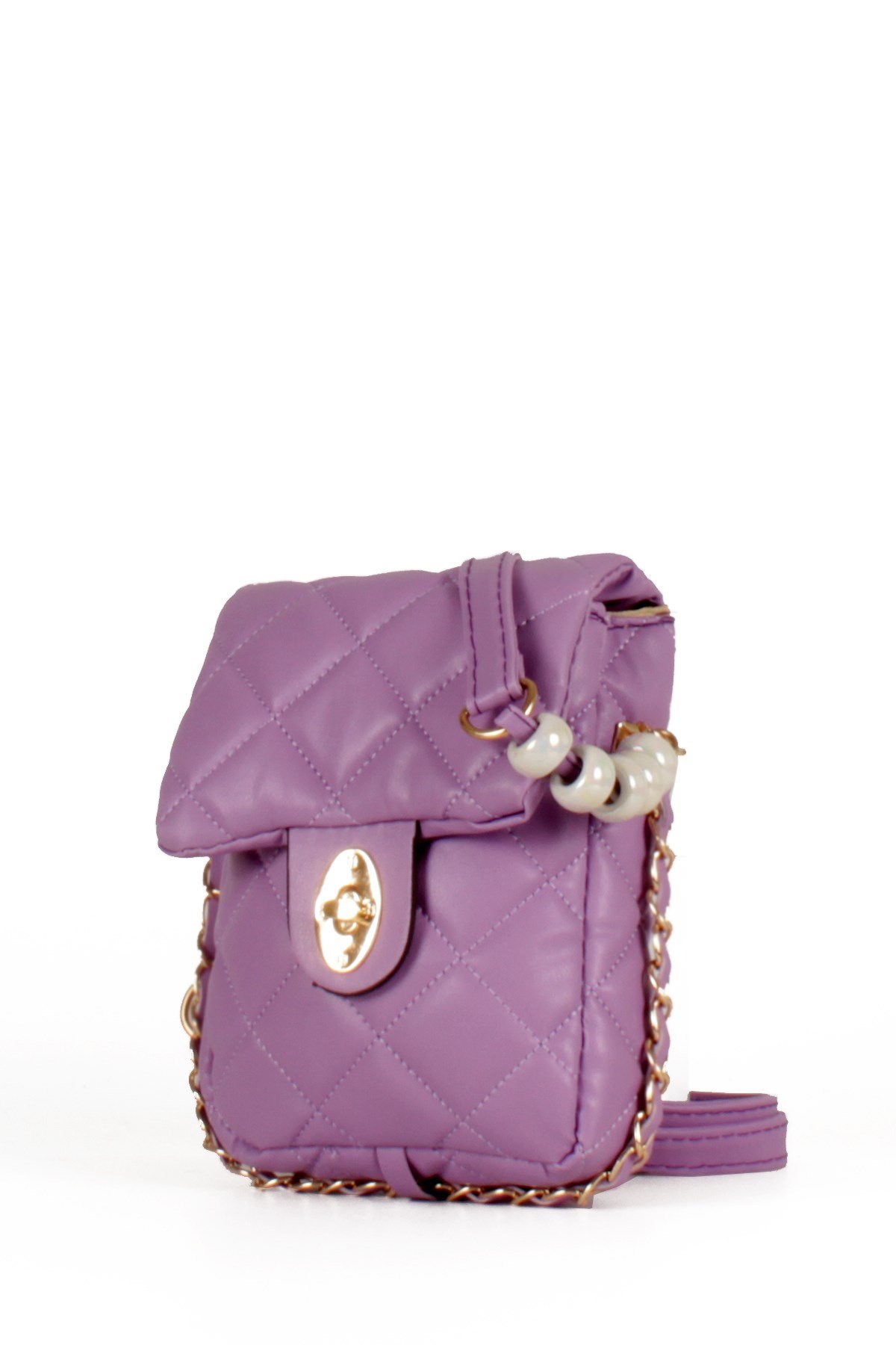 LWE20499-STalhaLuwwe Bag'sKadın Midi Boy İnci ve Zincir Detaylı Kapitone Omuz&Çapraz Çanta (LWE20499)