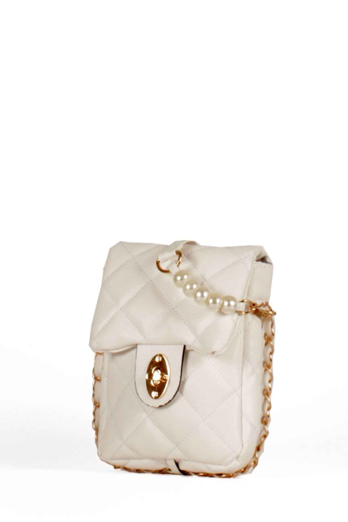 LWE20499-STalhaLuwwe Bag'sKadın Midi Boy İnci ve Zincir Detaylı Kapitone Omuz&Çapraz Çanta (LWE20499)