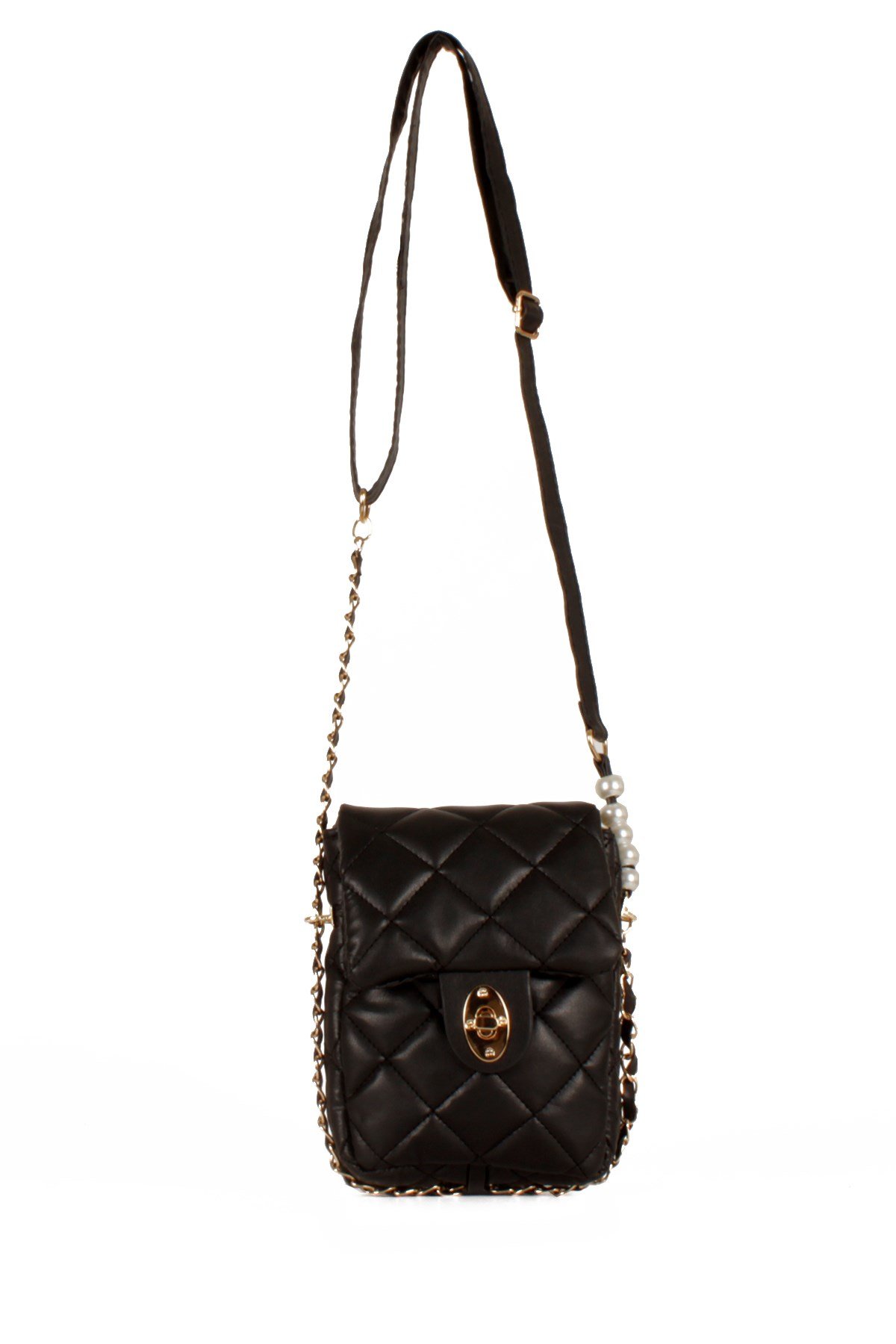 LWE20499-STalhaLuwwe Bag'sKadın Midi Boy İnci ve Zincir Detaylı Kapitone Omuz&Çapraz Çanta (LWE20499)