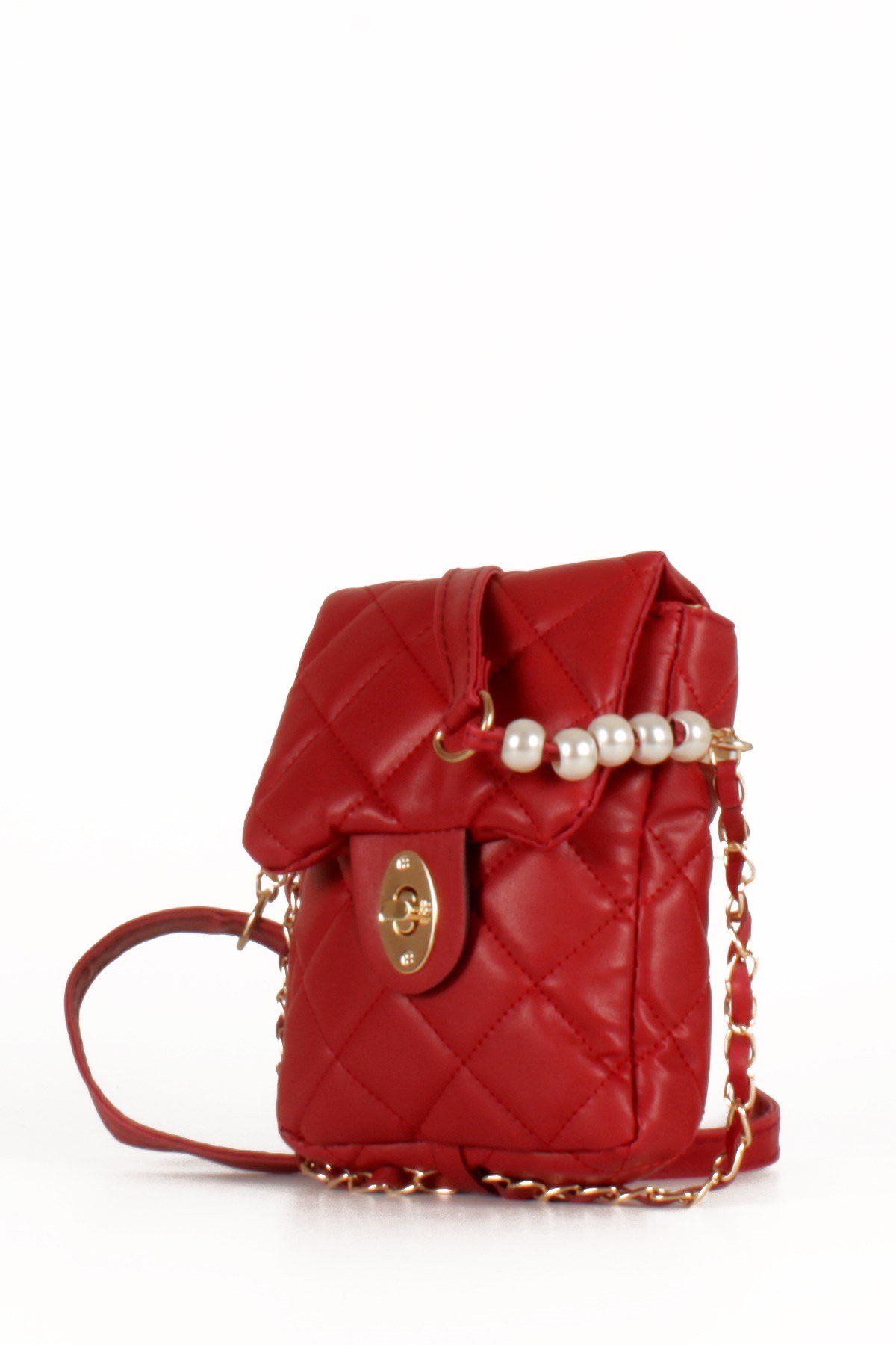 LWE20499-STalhaLuwwe Bag'sKadın Midi Boy İnci ve Zincir Detaylı Kapitone Omuz&Çapraz Çanta (LWE20499)