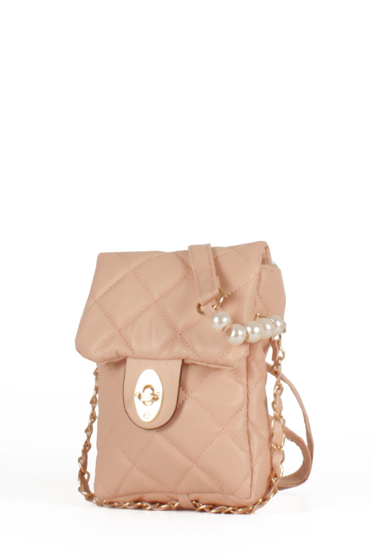 LWE20499-STalhaLuwwe Bag'sKadın Midi Boy İnci ve Zincir Detaylı Kapitone Omuz&Çapraz Çanta (LWE20499)