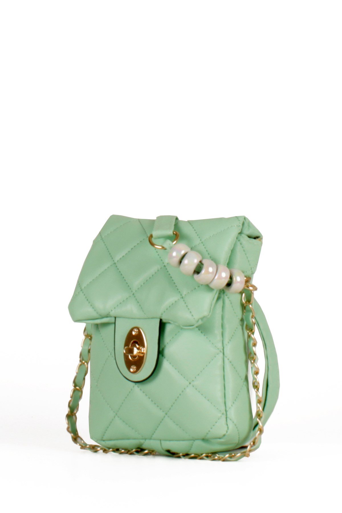 LWE20499-STalhaLuwwe Bag'sKadın Midi Boy İnci ve Zincir Detaylı Kapitone Omuz&Çapraz Çanta (LWE20499)