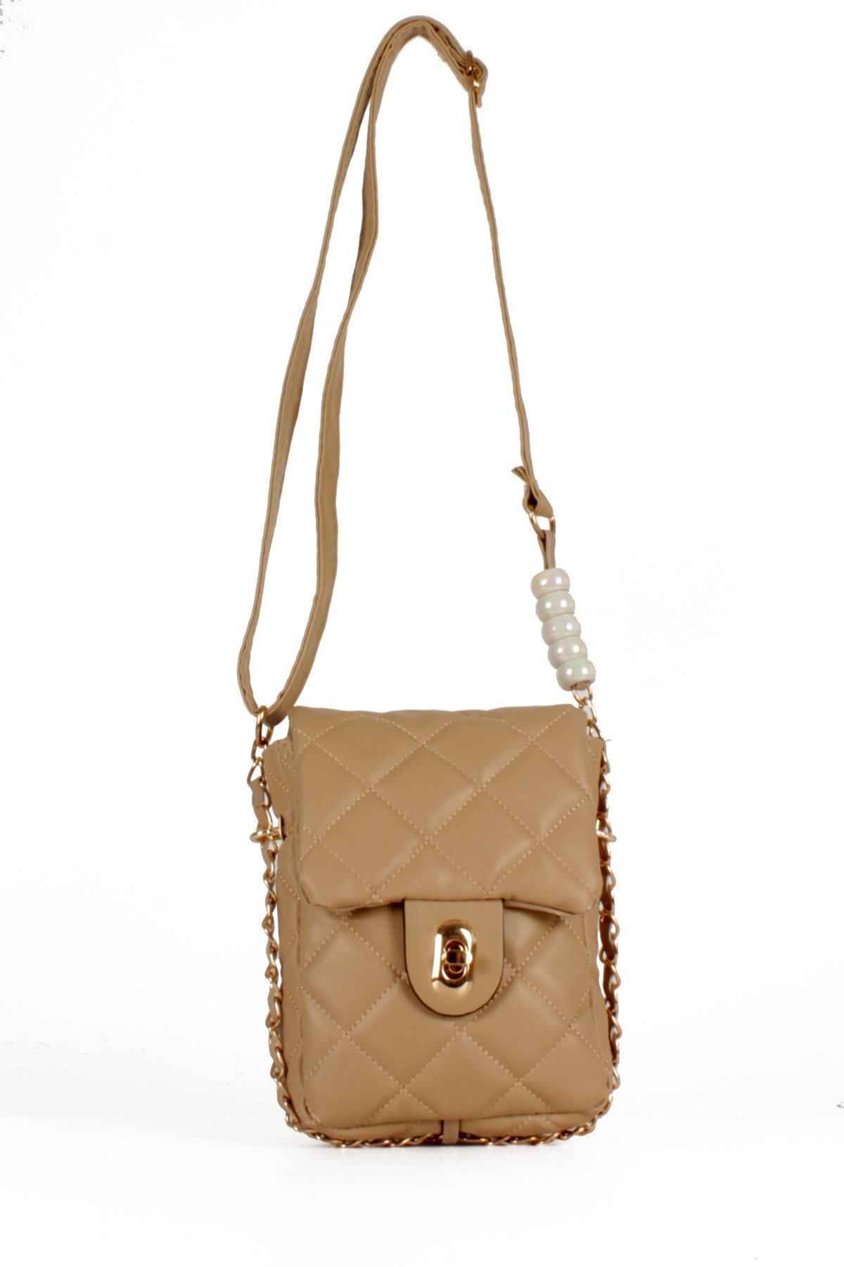 LWE20499-STalhaLuwwe Bag'sKadın Midi Boy İnci ve Zincir Detaylı Kapitone Omuz&Çapraz Çanta (LWE20499)