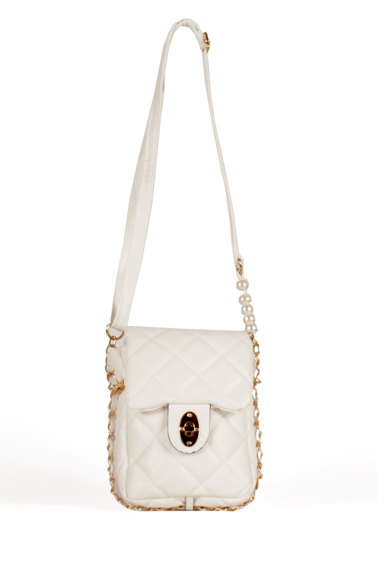 LWE20499-STalhaLuwwe Bag'sKadın Midi Boy İnci ve Zincir Detaylı Kapitone Omuz&Çapraz Çanta (LWE20499)