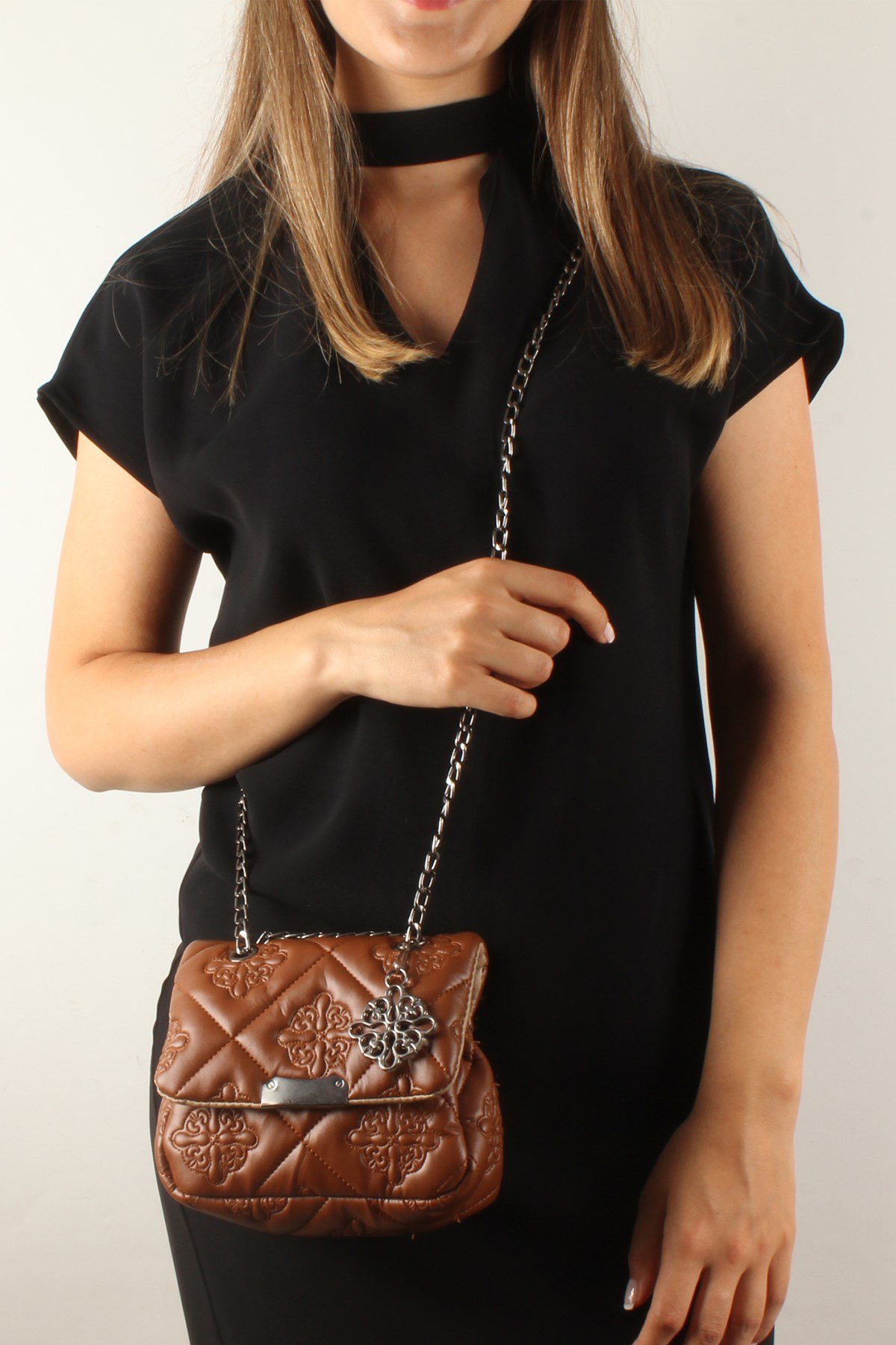 LWE20370-SLuwweLuwwe Bag'sKadın Motif İşlemeli Zincir Askılı Mini Omuz Çantası (20370)