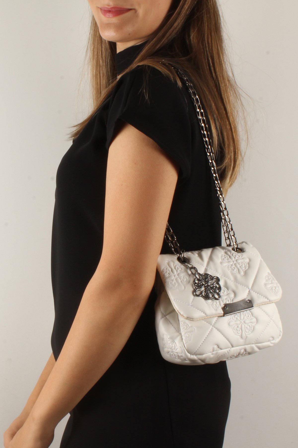 LWE20370-SLuwweLuwwe Bag'sKadın Motif İşlemeli Zincir Askılı Mini Omuz Çantası (20370)