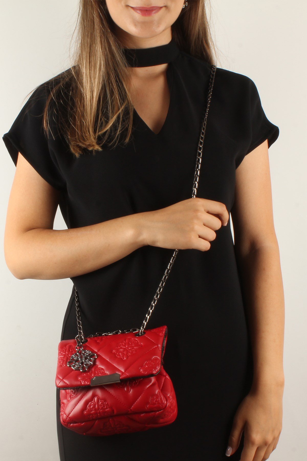 LWE20370-SLuwweLuwwe Bag'sKadın Motif İşlemeli Zincir Askılı Mini Omuz Çantası (20370)