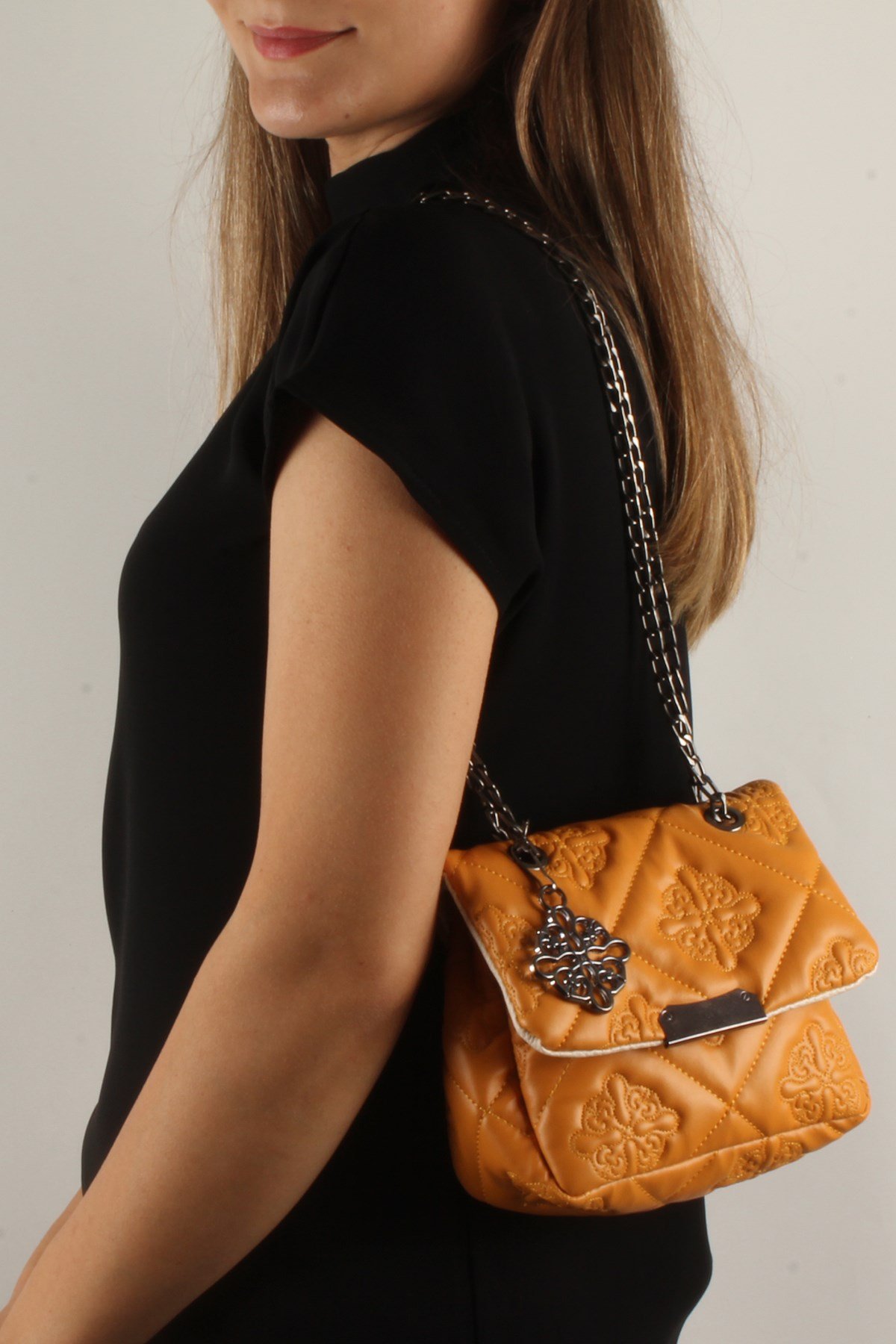 LWE20370-SLuwweLuwwe Bag'sKadın Motif İşlemeli Zincir Askılı Mini Omuz Çantası (20370)