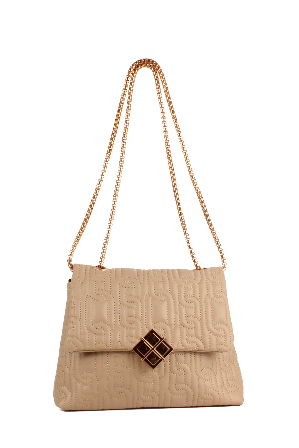 LWE10675-SyhTalhaLuwwe Bag'sKadın Motif Nakışlı Zincir Askılı Broşlu Kapak Omuz Çantası (10675)