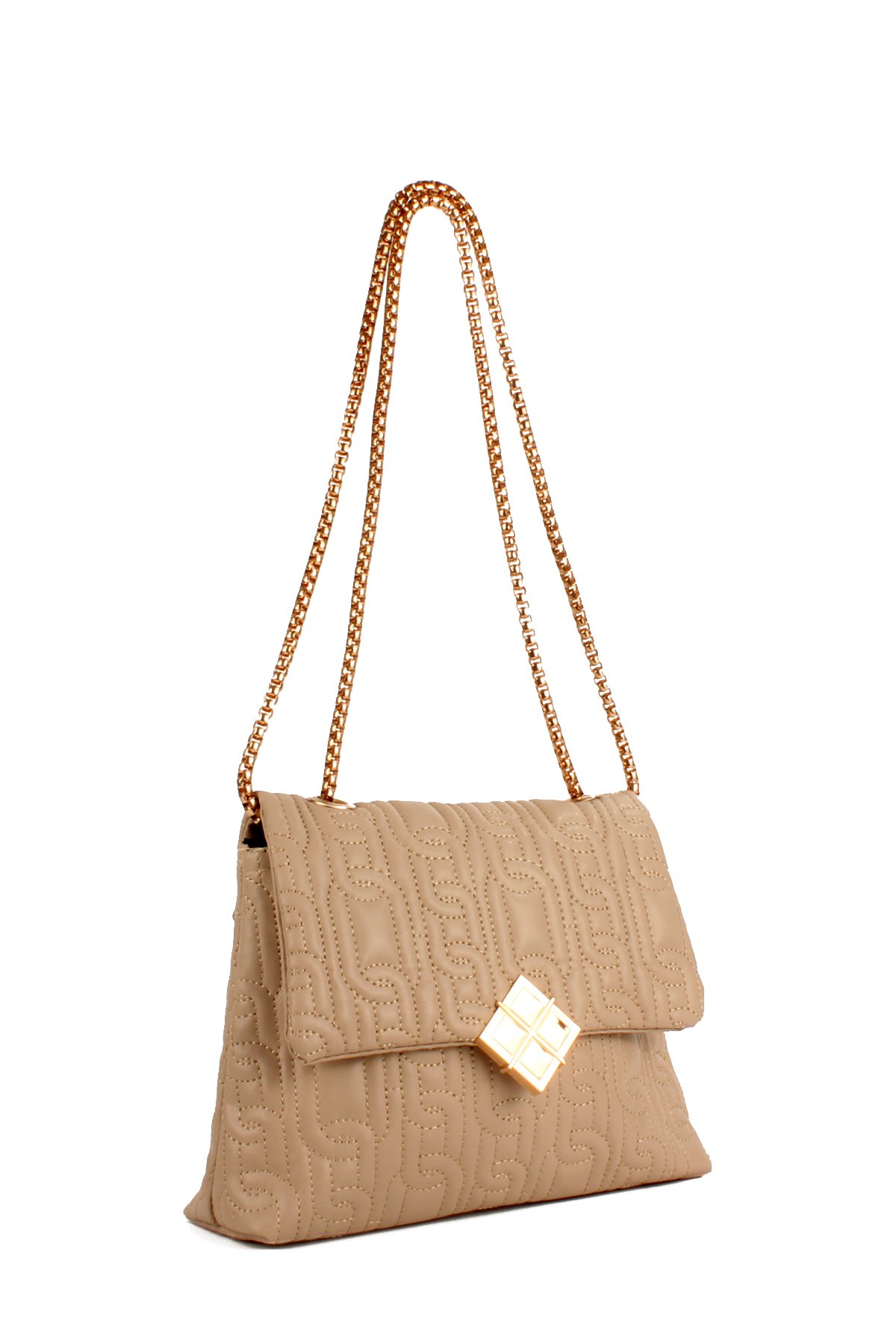 LWE10675-SyhTalhaLuwwe Bag'sKadın Motif Nakışlı Zincir Askılı Broşlu Kapak Omuz Çantası (10675)