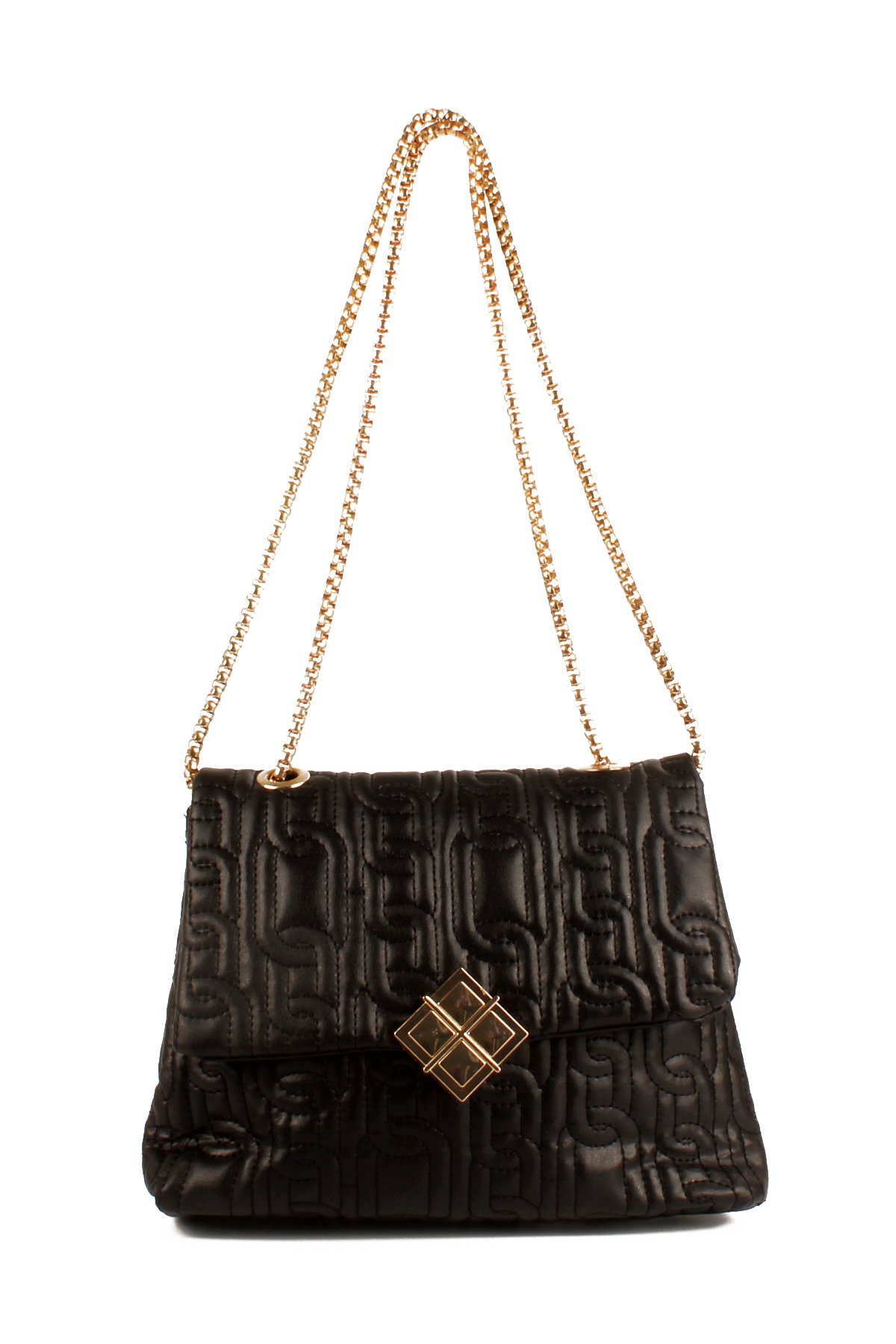 LWE10675-SyhTalhaLuwwe Bag'sKadın Motif Nakışlı Zincir Askılı Broşlu Kapak Omuz Çantası (10675)