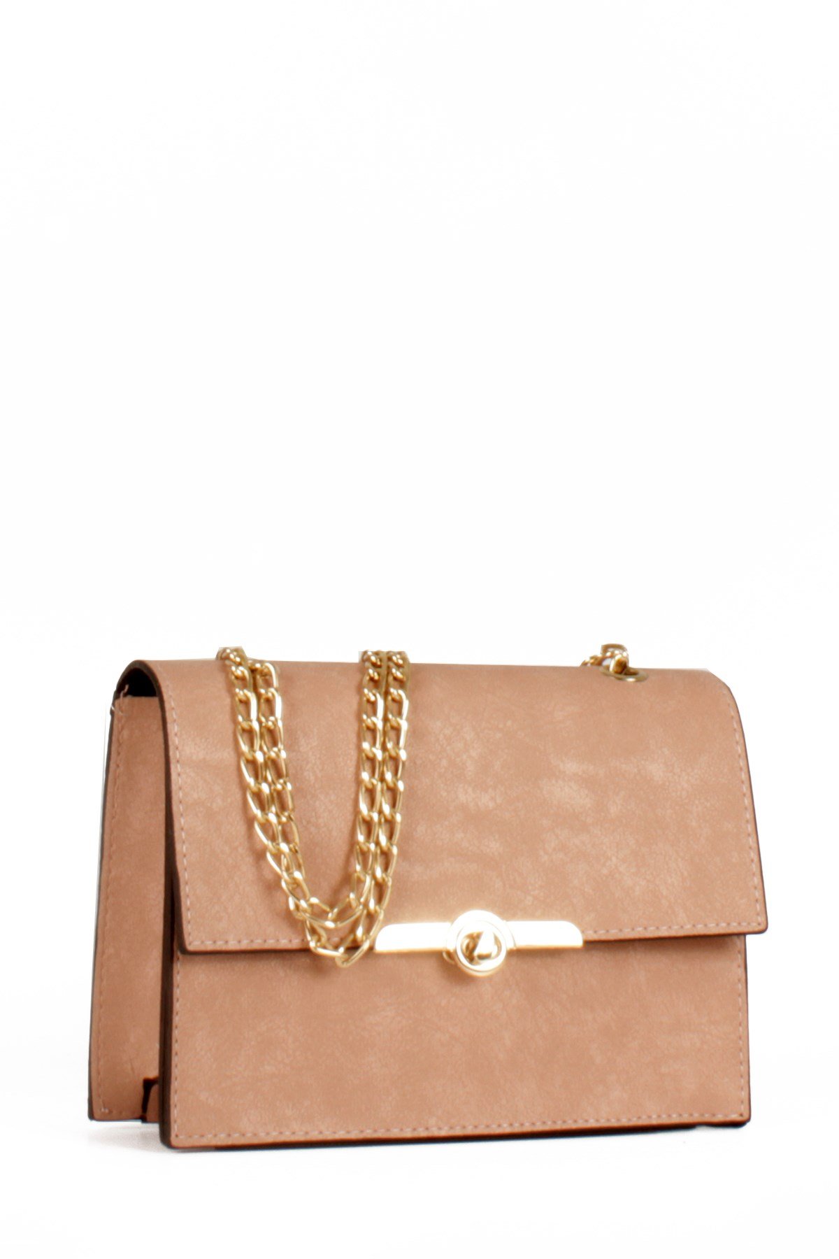 LWE20475-STalhaLuwwe Bag'sKadın Nubuk Görünümlü Midi Boy Zincir Askılı Omuz Çantası (20475)