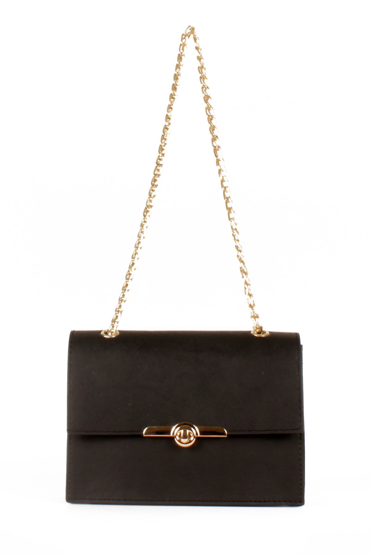 LWE20475-STalhaLuwwe Bag'sKadın Nubuk Görünümlü Midi Boy Zincir Askılı Omuz Çantası (20475)