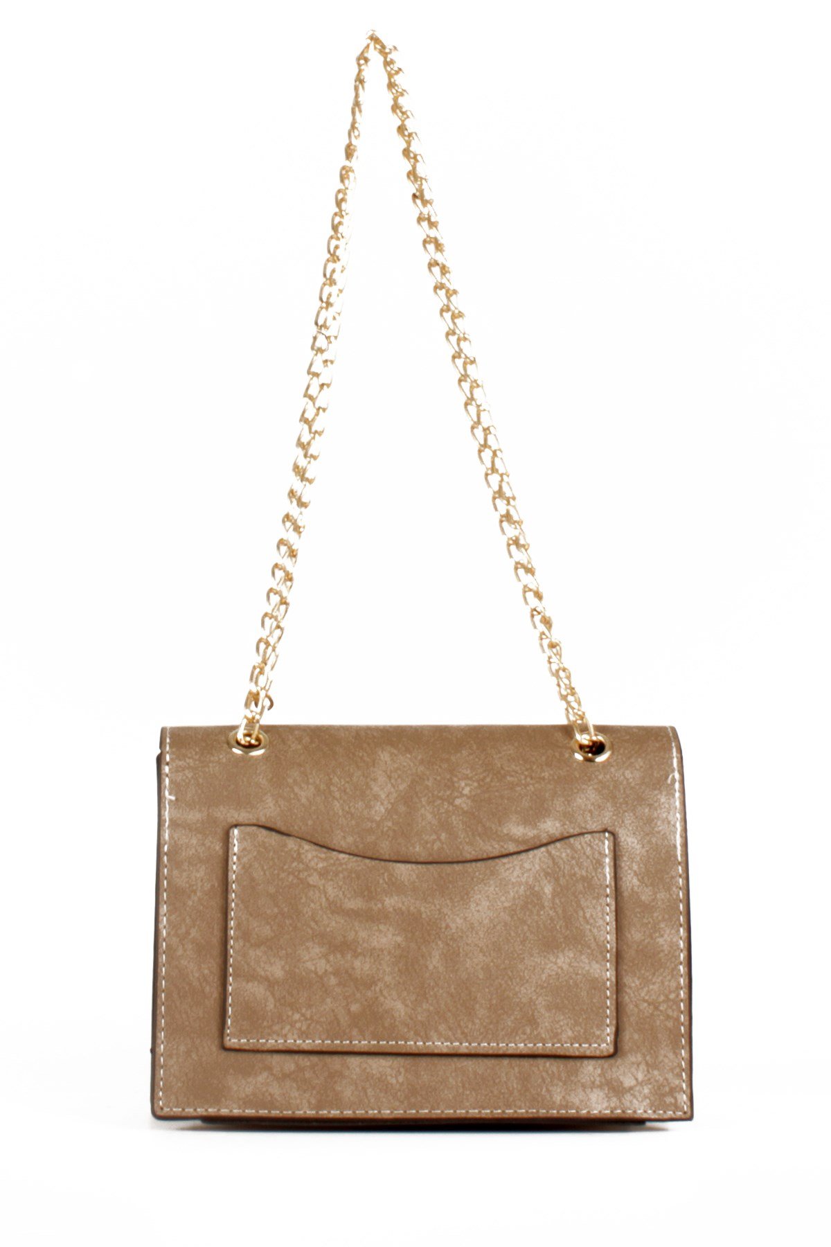 LWE20475-STalhaLuwwe Bag'sKadın Nubuk Görünümlü Midi Boy Zincir Askılı Omuz Çantası (20475)