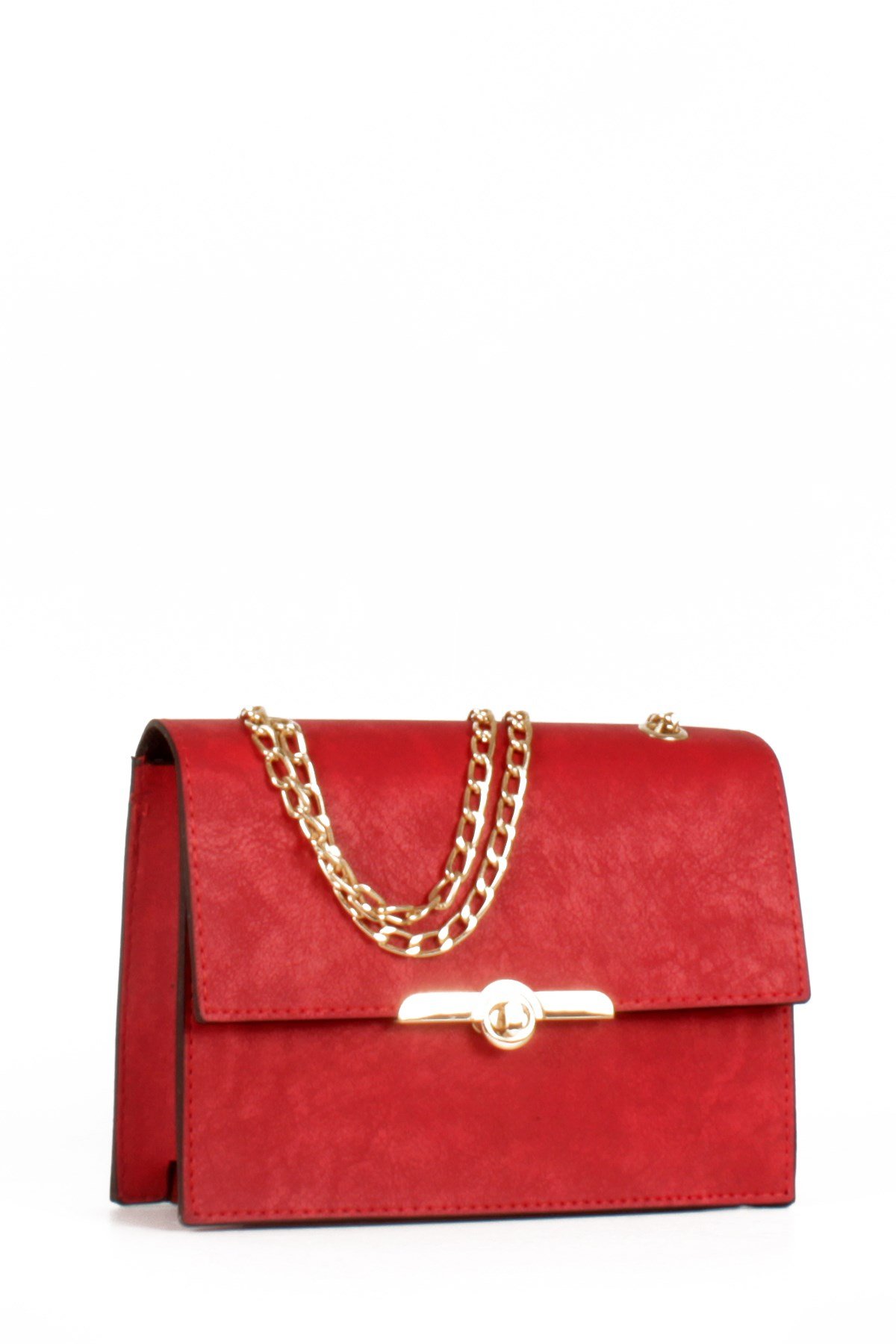 LWE20475-STalhaLuwwe Bag'sKadın Nubuk Görünümlü Midi Boy Zincir Askılı Omuz Çantası (20475)