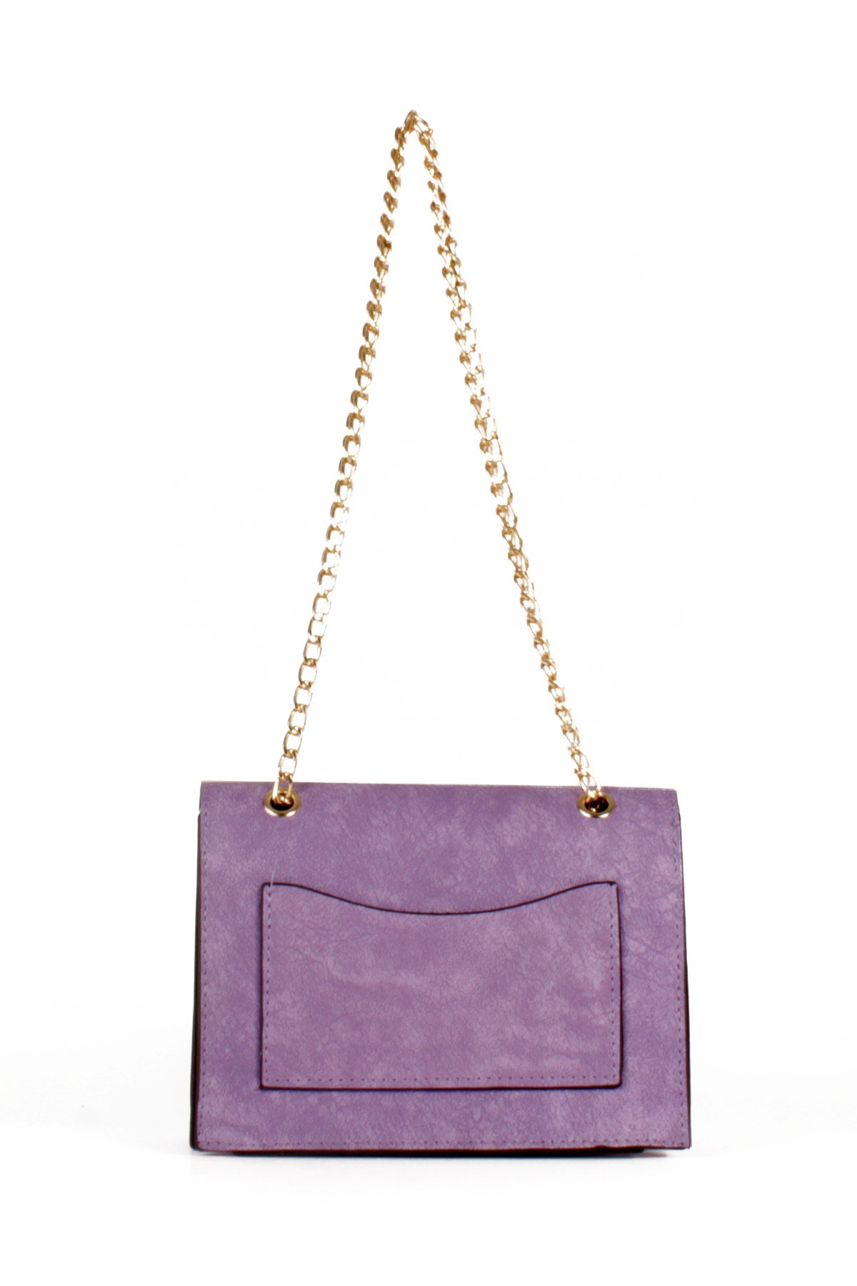 LWE20475-STalhaLuwwe Bag'sKadın Nubuk Görünümlü Midi Boy Zincir Askılı Omuz Çantası (20475)