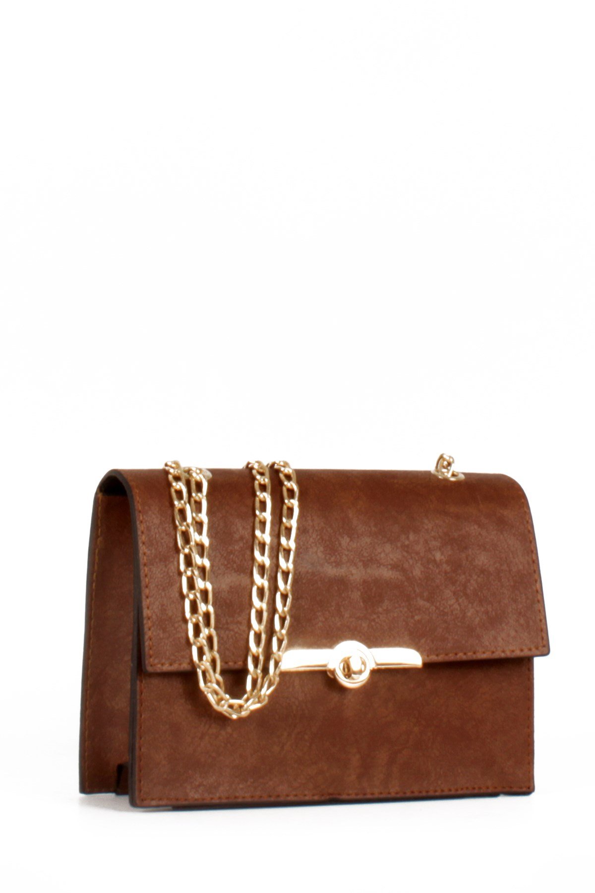 LWE20475-STalhaLuwwe Bag'sKadın Nubuk Görünümlü Midi Boy Zincir Askılı Omuz Çantası (20475)