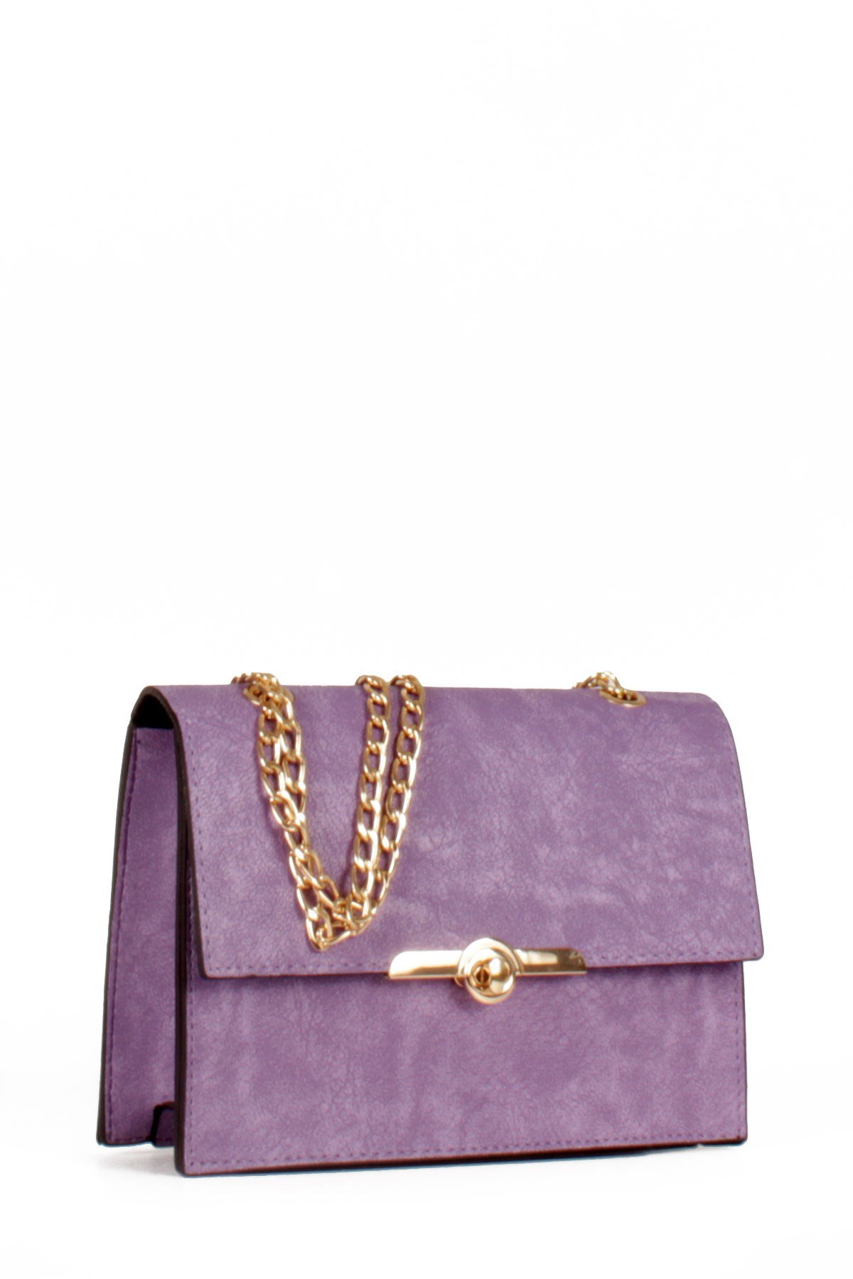 LWE20475-STalhaLuwwe Bag'sKadın Nubuk Görünümlü Midi Boy Zincir Askılı Omuz Çantası (20475)