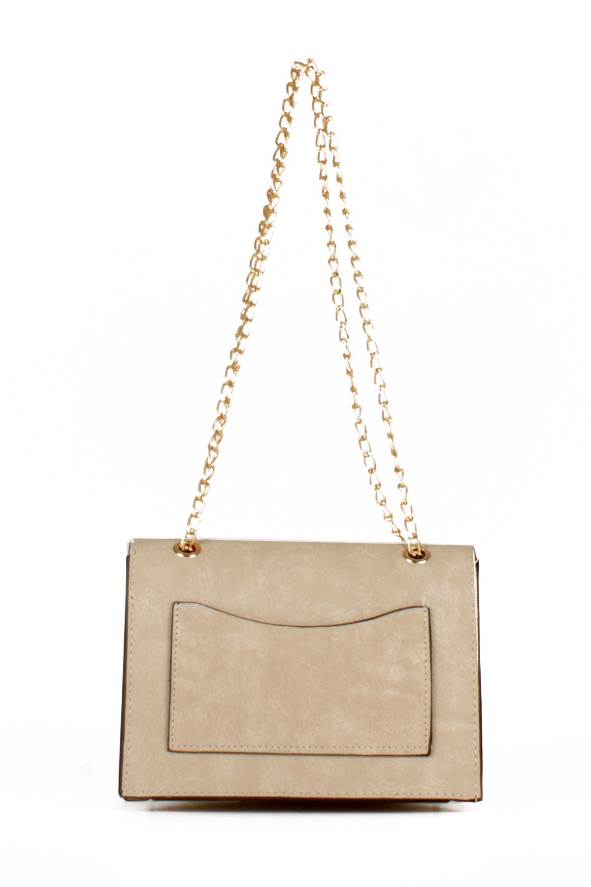 LWE20475-STalhaLuwwe Bag'sKadın Nubuk Görünümlü Midi Boy Zincir Askılı Omuz Çantası (20475)