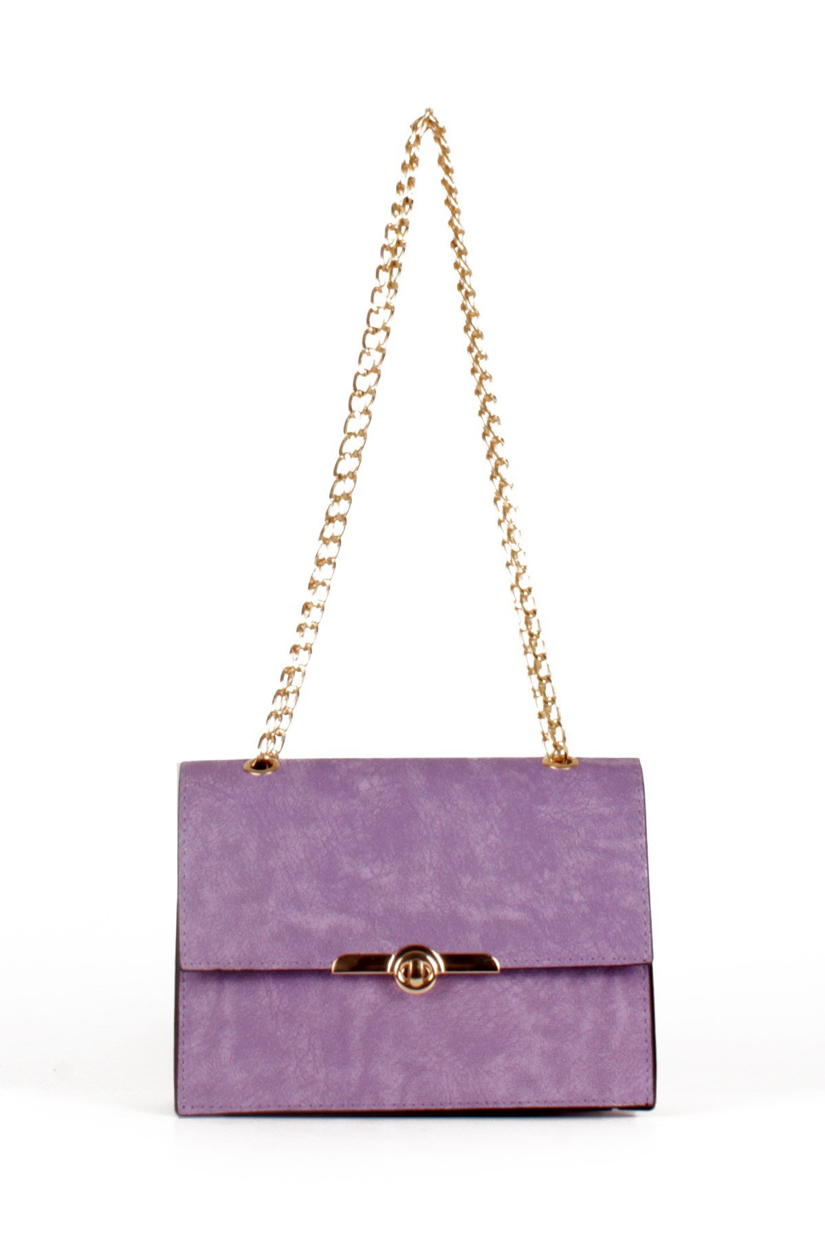 LWE20475-STalhaLuwwe Bag'sKadın Nubuk Görünümlü Midi Boy Zincir Askılı Omuz Çantası (20475)