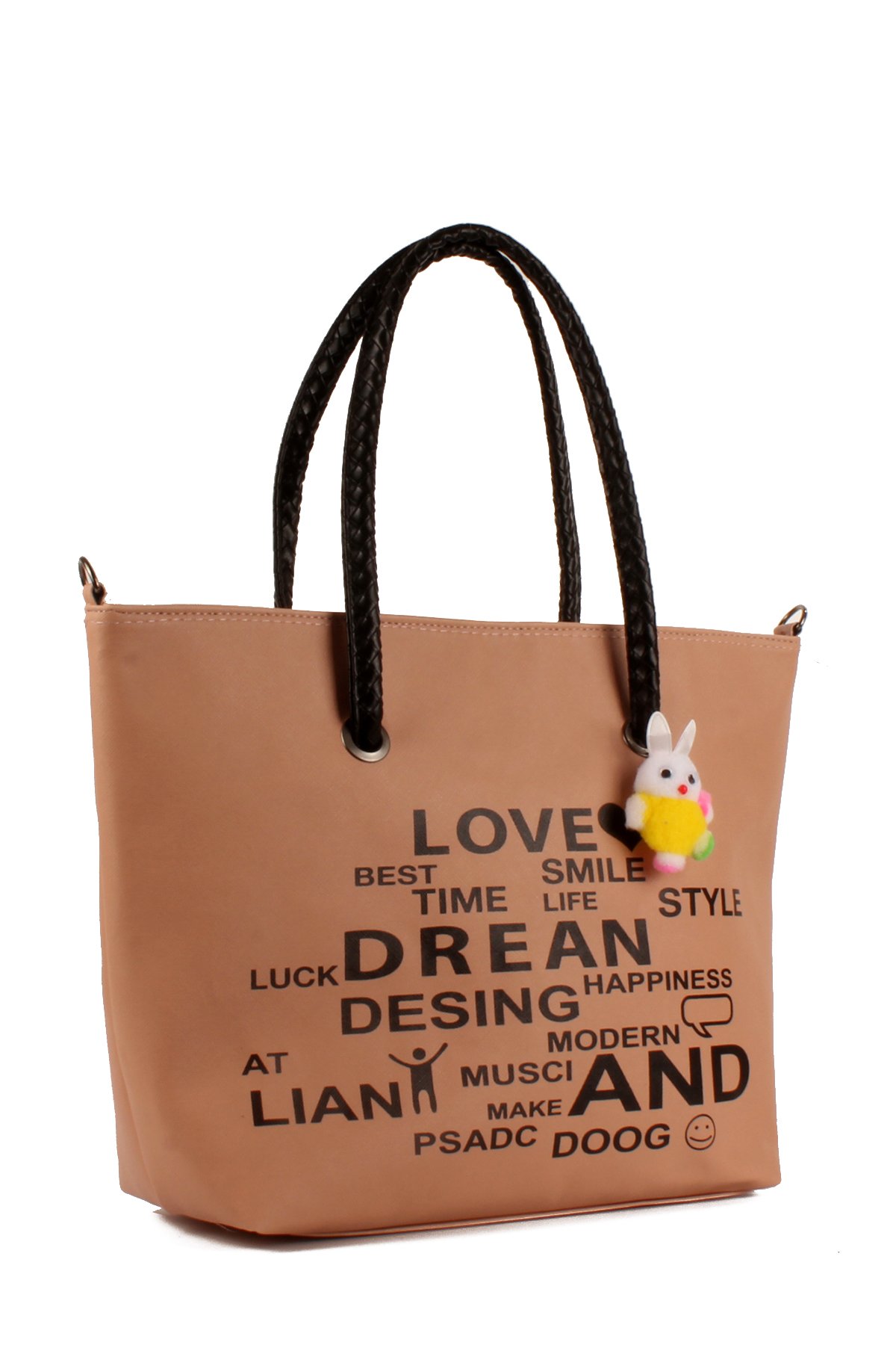 LWE1682-SyhMusabLuwwe Bag'sKadın Özel Deri Yazı Detaylı Shopper Kol ve Omuz Çantası (1682)