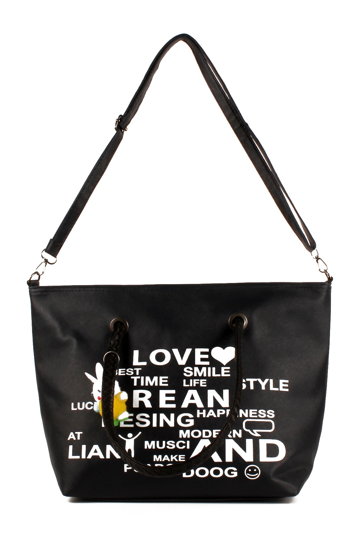 LWE1682-SyhMusabLuwwe Bag'sKadın Özel Deri Yazı Detaylı Shopper Kol ve Omuz Çantası (1682)