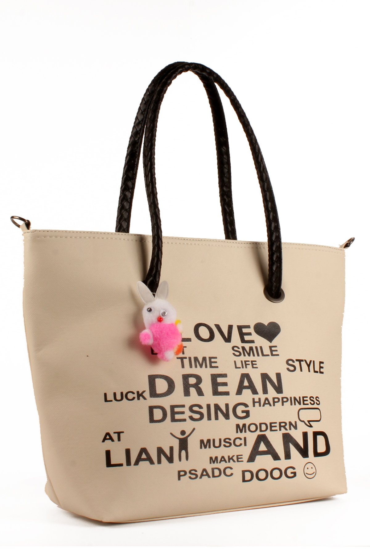 LWE1682-SyhMusabLuwwe Bag'sKadın Özel Deri Yazı Detaylı Shopper Kol ve Omuz Çantası (1682)