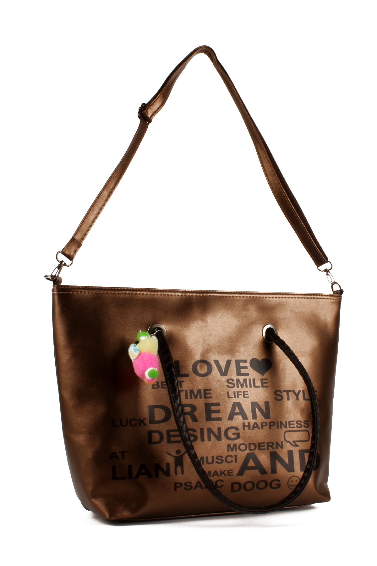 LWE1682-SyhMusabLuwwe Bag'sKadın Özel Deri Yazı Detaylı Shopper Kol ve Omuz Çantası (1682)