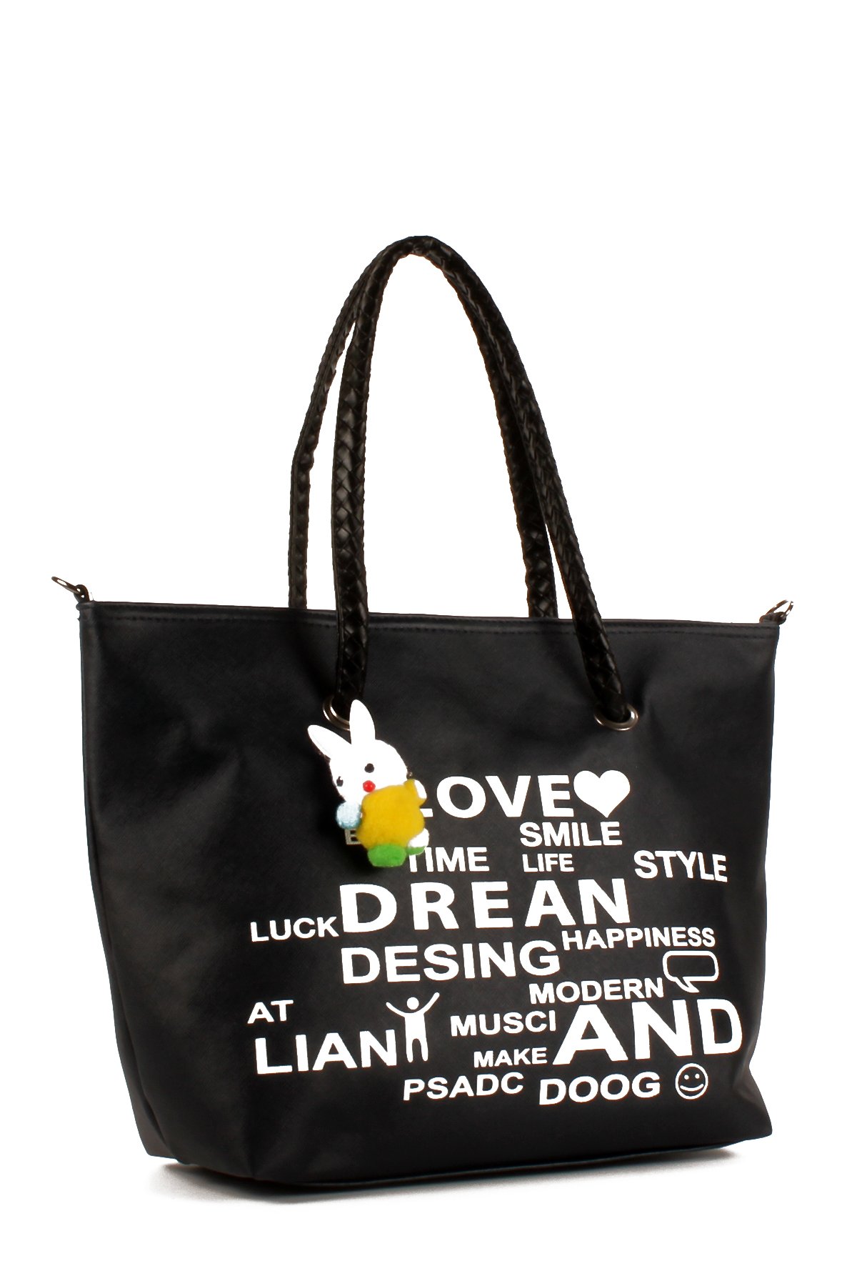 LWE1682-SyhMusabLuwwe Bag'sKadın Özel Deri Yazı Detaylı Shopper Kol ve Omuz Çantası (1682)