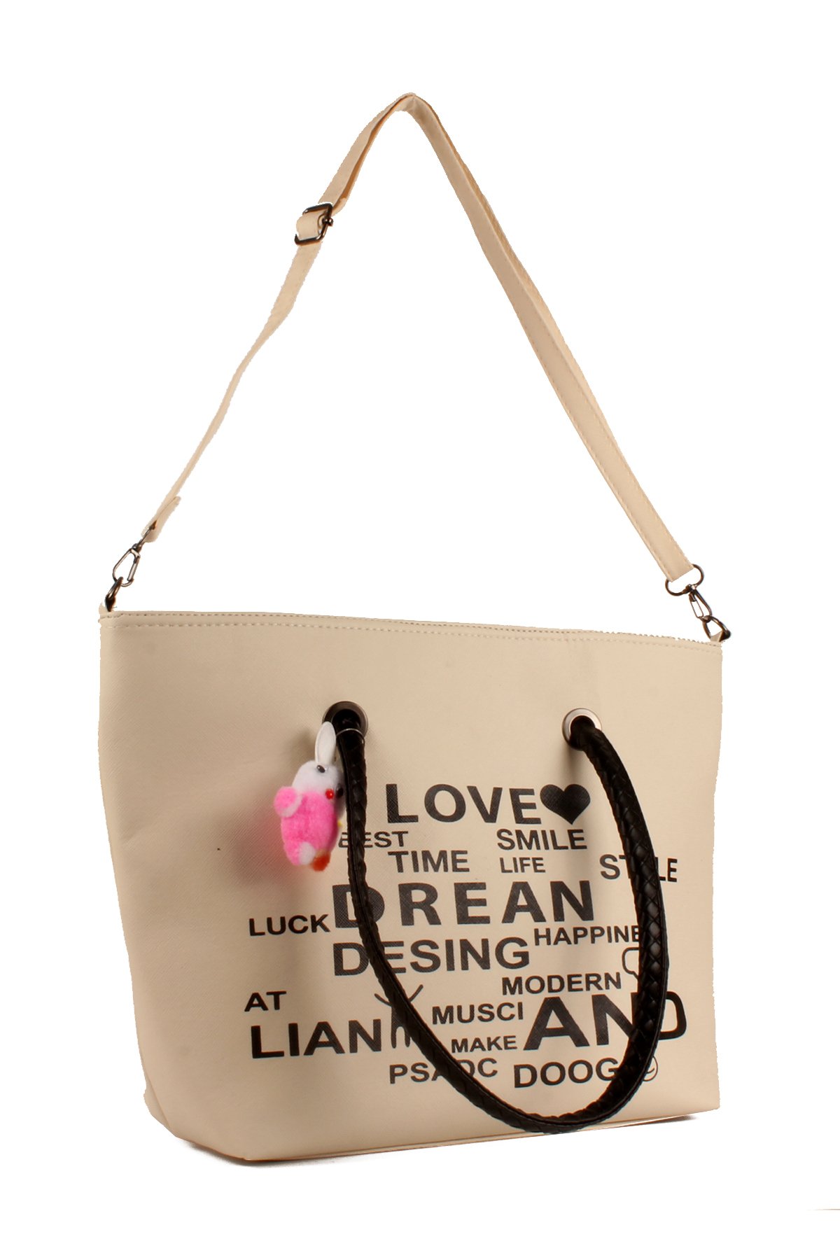 LWE1682-SyhMusabLuwwe Bag'sKadın Özel Deri Yazı Detaylı Shopper Kol ve Omuz Çantası (1682)