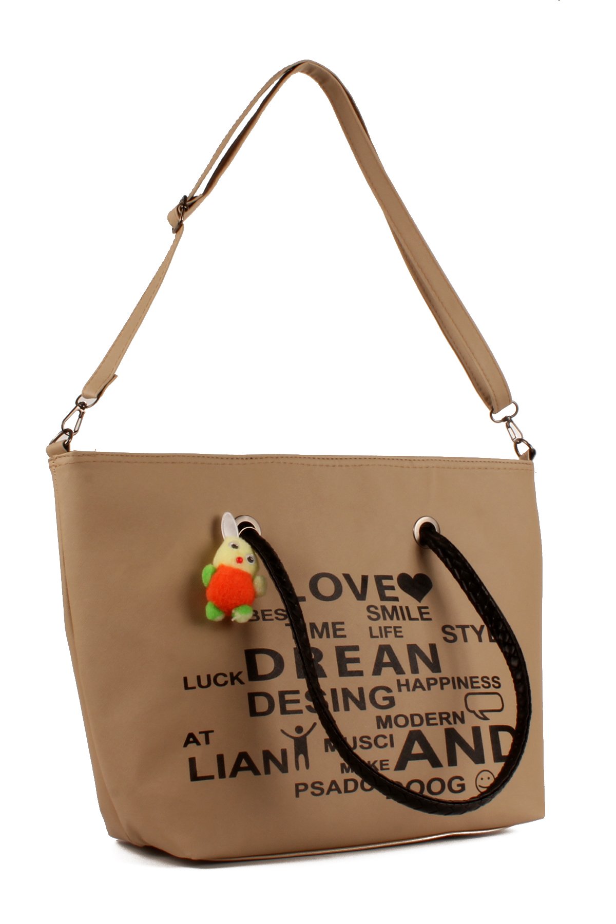 LWE1682-SyhMusabLuwwe Bag'sKadın Özel Deri Yazı Detaylı Shopper Kol ve Omuz Çantası (1682)