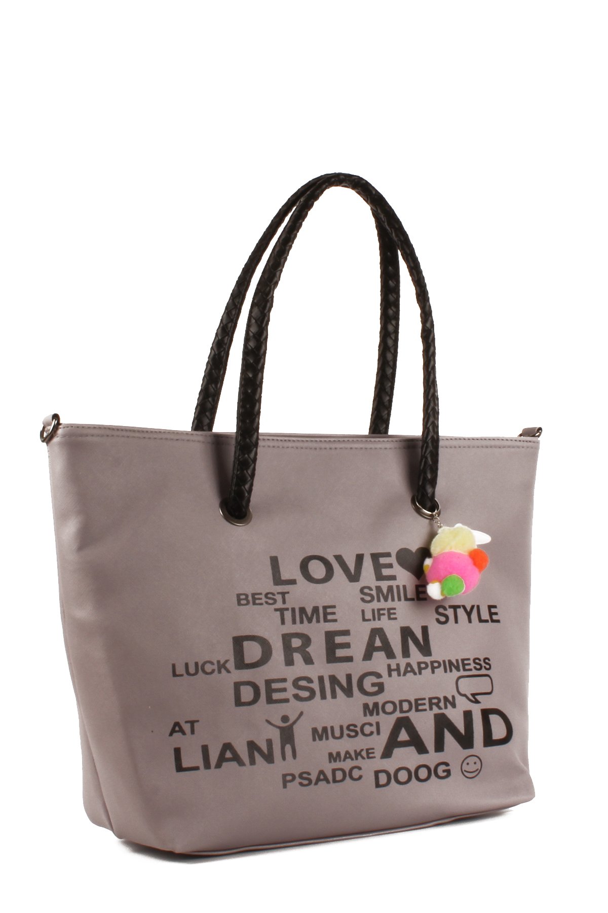 LWE1682-SyhMusabLuwwe Bag'sKadın Özel Deri Yazı Detaylı Shopper Kol ve Omuz Çantası (1682)