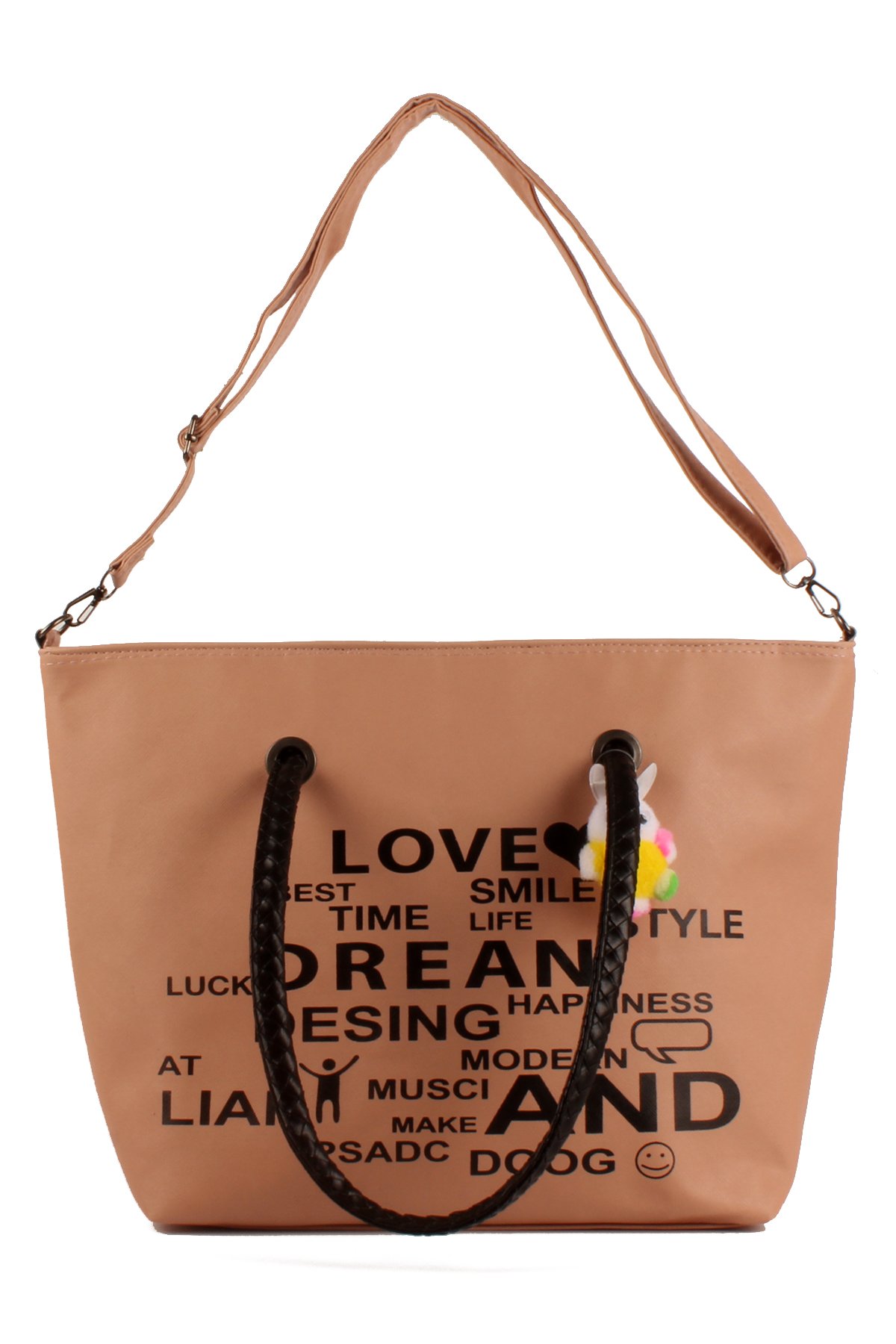 LWE1682-SyhMusabLuwwe Bag'sKadın Özel Deri Yazı Detaylı Shopper Kol ve Omuz Çantası (1682)