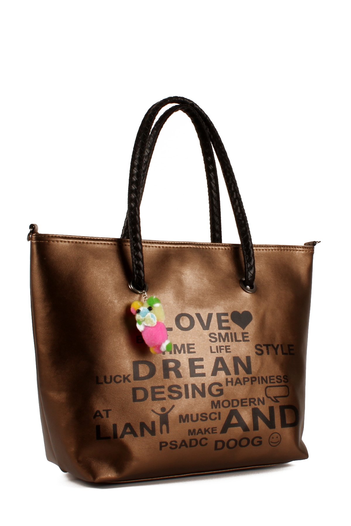 LWE1682-SyhMusabLuwwe Bag'sKadın Özel Deri Yazı Detaylı Shopper Kol ve Omuz Çantası (1682)