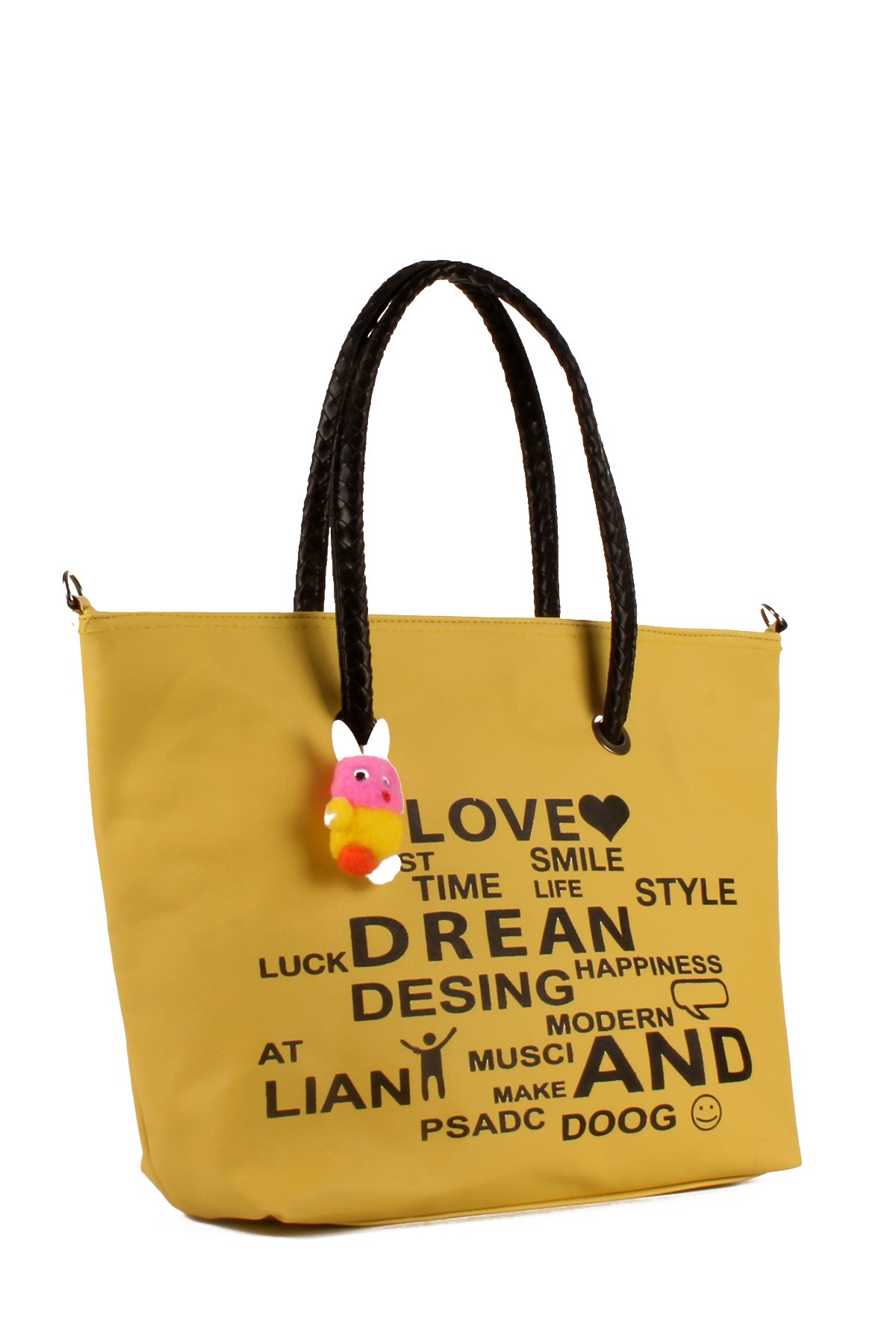 LWE1682-SyhMusabLuwwe Bag'sKadın Özel Deri Yazı Detaylı Shopper Kol ve Omuz Çantası (1682)