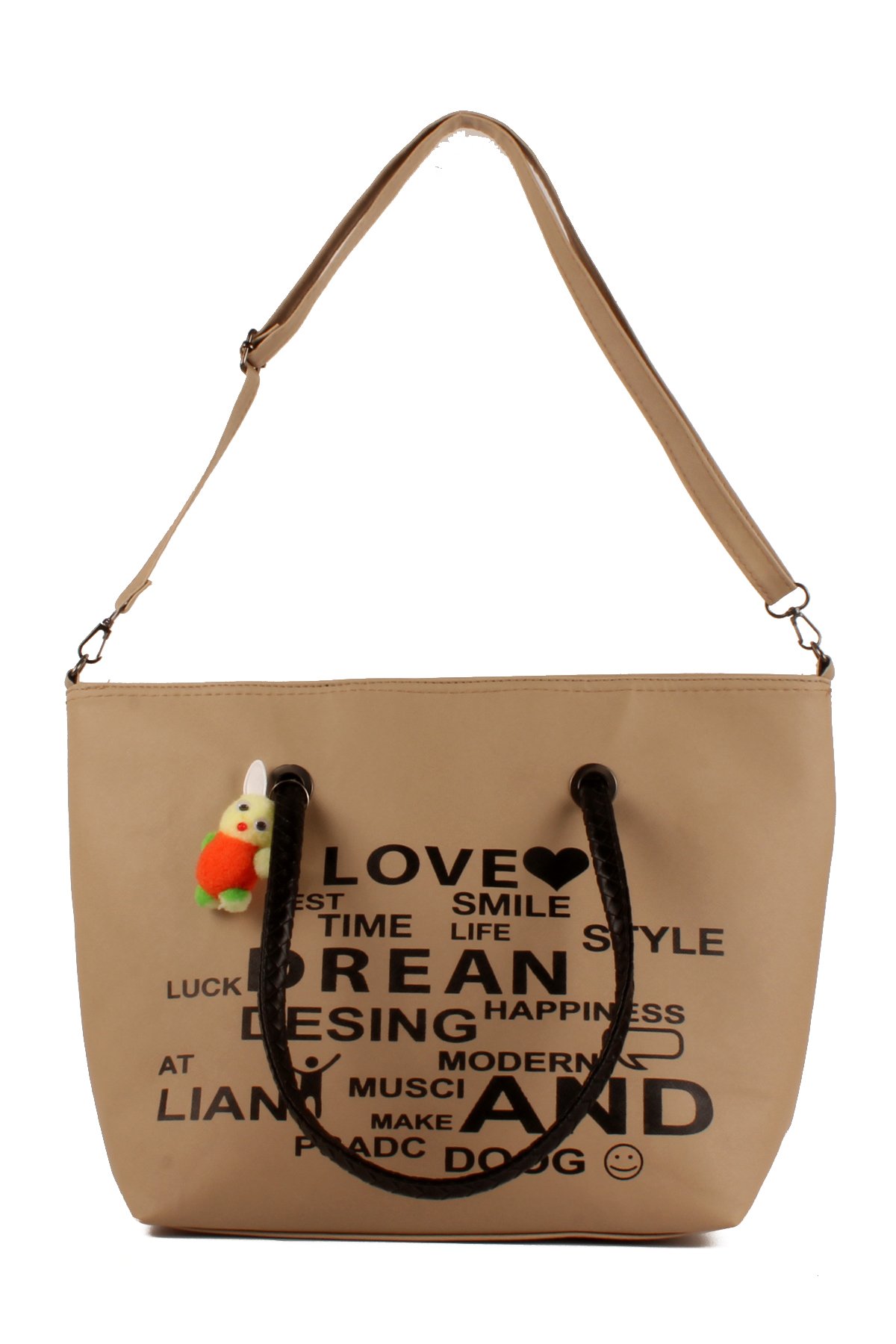 LWE1682-SyhMusabLuwwe Bag'sKadın Özel Deri Yazı Detaylı Shopper Kol ve Omuz Çantası (1682)