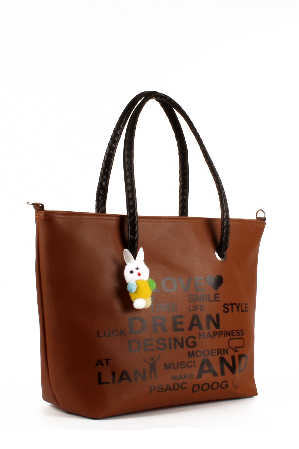 LWE1682-SyhMusabLuwwe Bag'sKadın Özel Deri Yazı Detaylı Shopper Kol ve Omuz Çantası (1682)