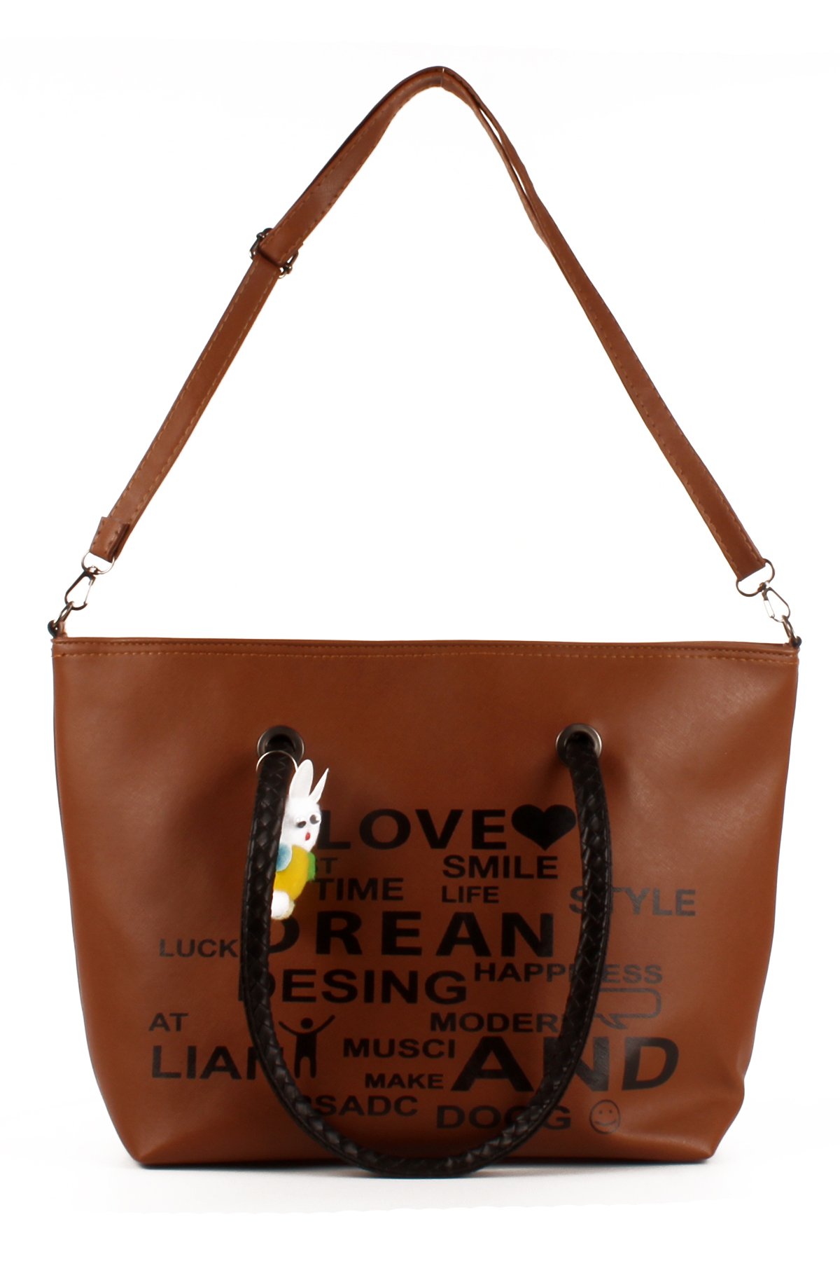 LWE1682-SyhMusabLuwwe Bag'sKadın Özel Deri Yazı Detaylı Shopper Kol ve Omuz Çantası (1682)